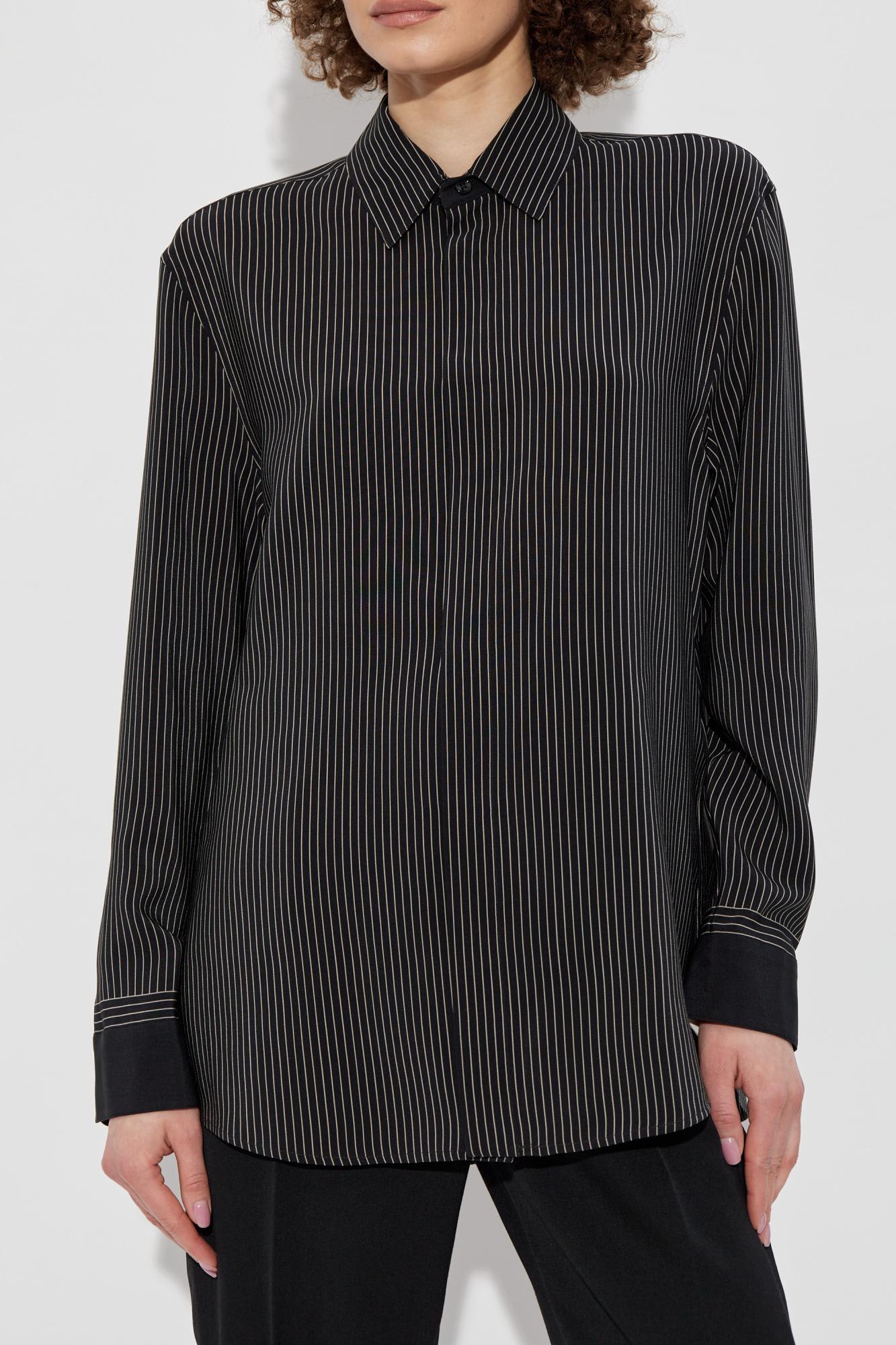 Saint Laurent Shirt With Striped Pattern In Black