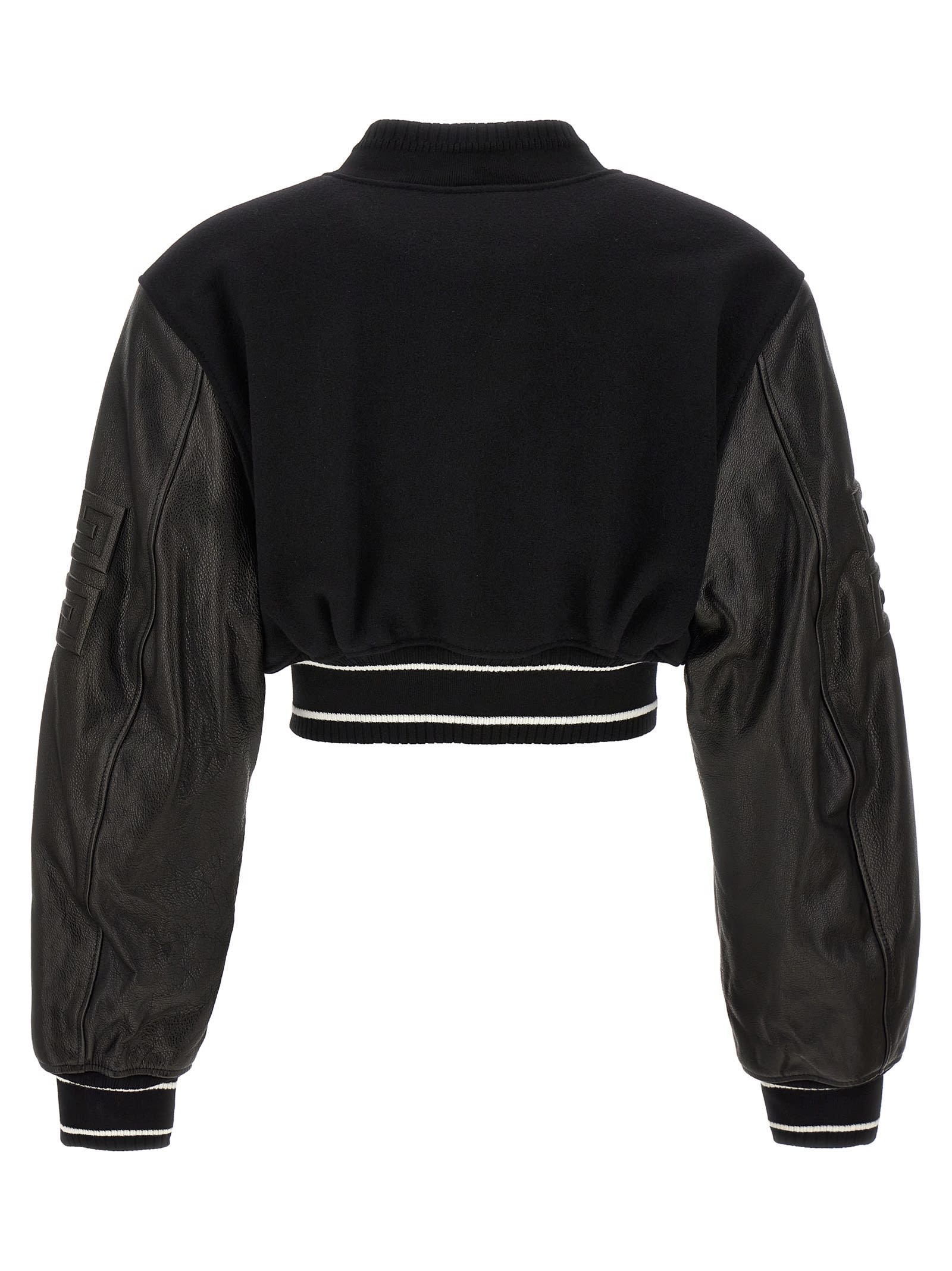 Shop Givenchy Varsity Cropped Bomber Jacket In Nero