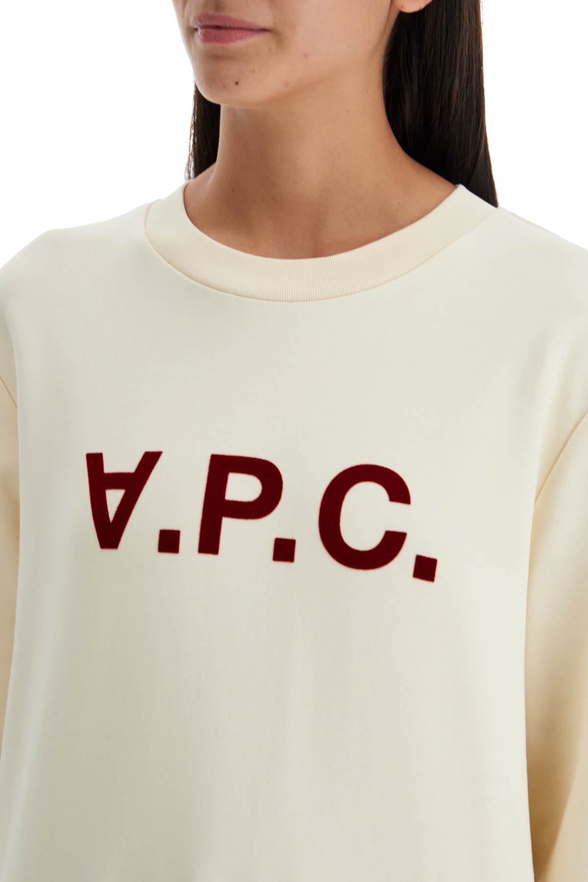 Shop Apc Grand Vpc Sweatshirt In Ecru/bordeau (white)