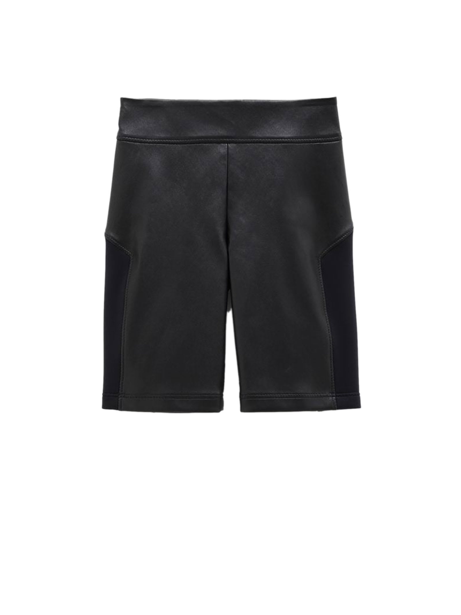 Shop Loewe Stretch Leather And Fabric Shorts In Black