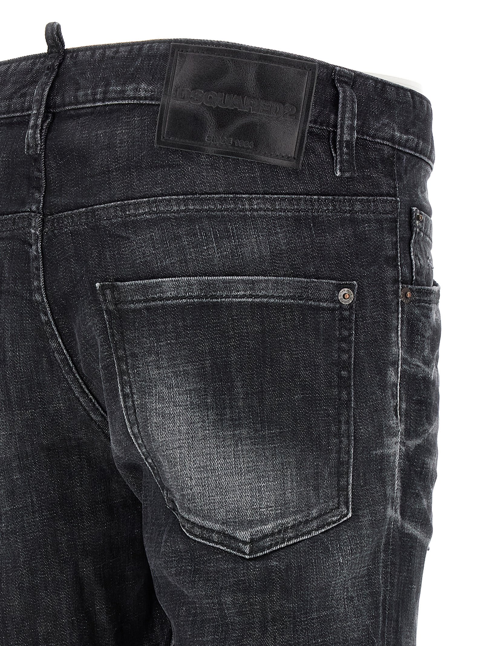 Dsquared2 Slim Fit Distressed Five-pocket Jeans In Black