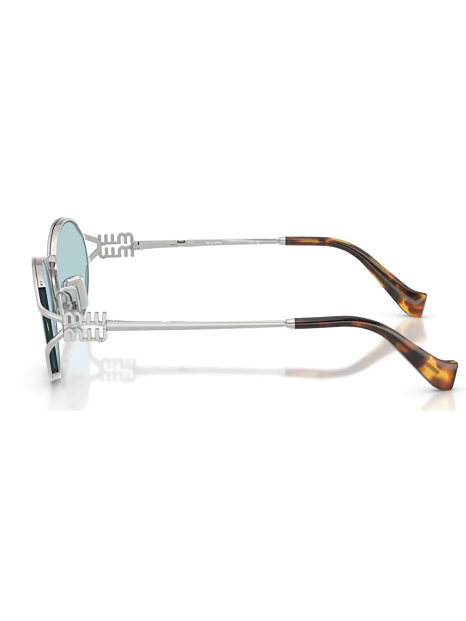 Miu Miu Mu 52ys Metal Oval Sunglasses In Silver