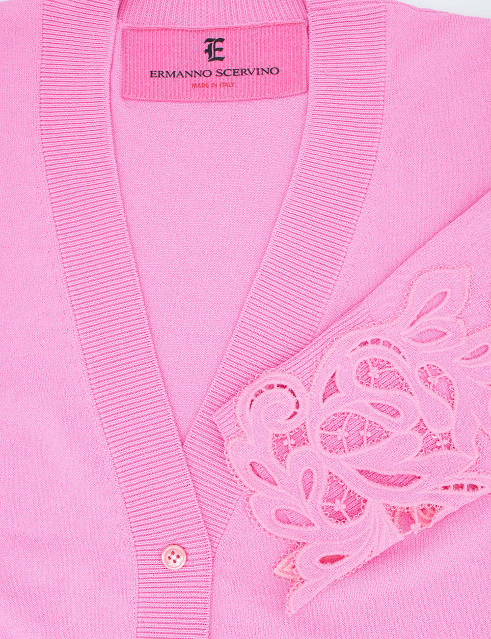 Shop Ermanno Scervino Cardigan In Azalea Pink