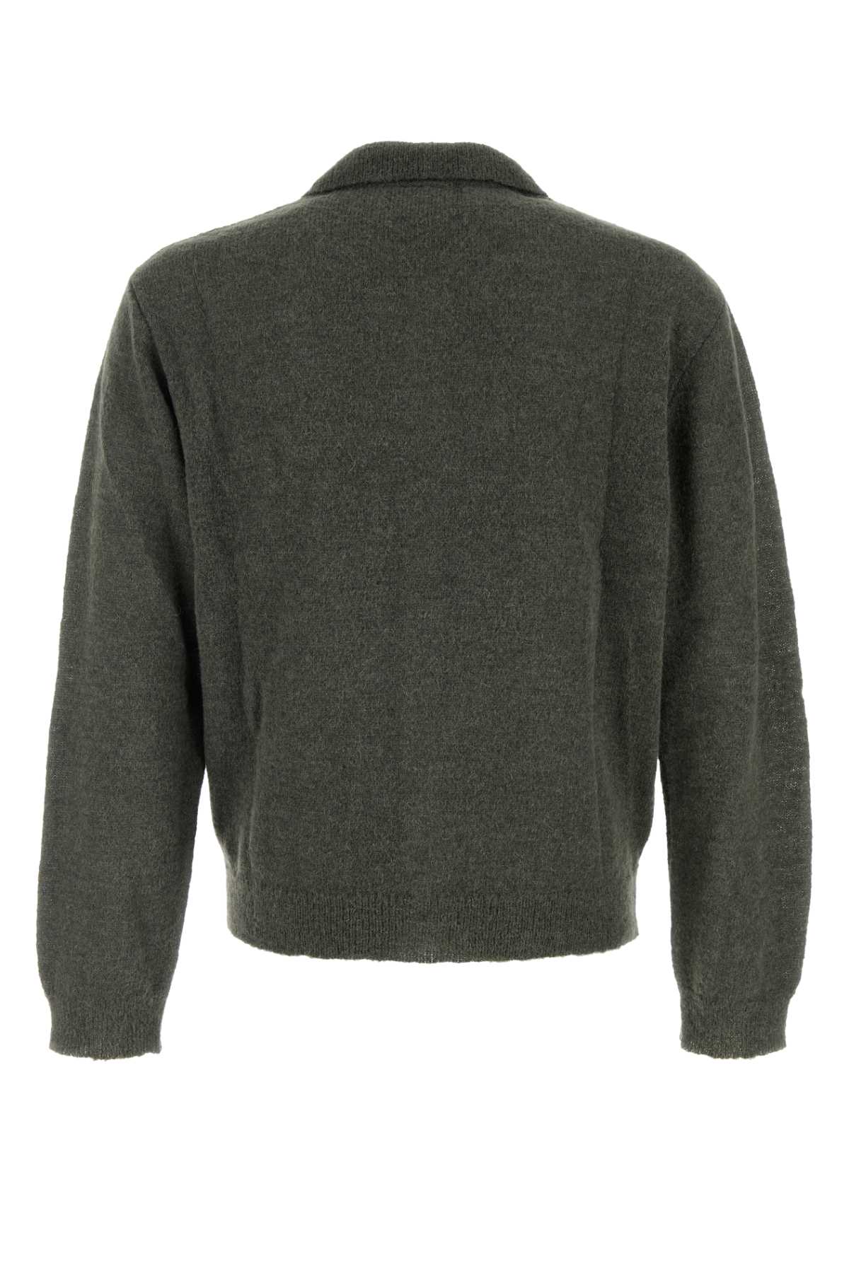 Our Legacy Dark Green Alpaca Blend Cardigan In Gray