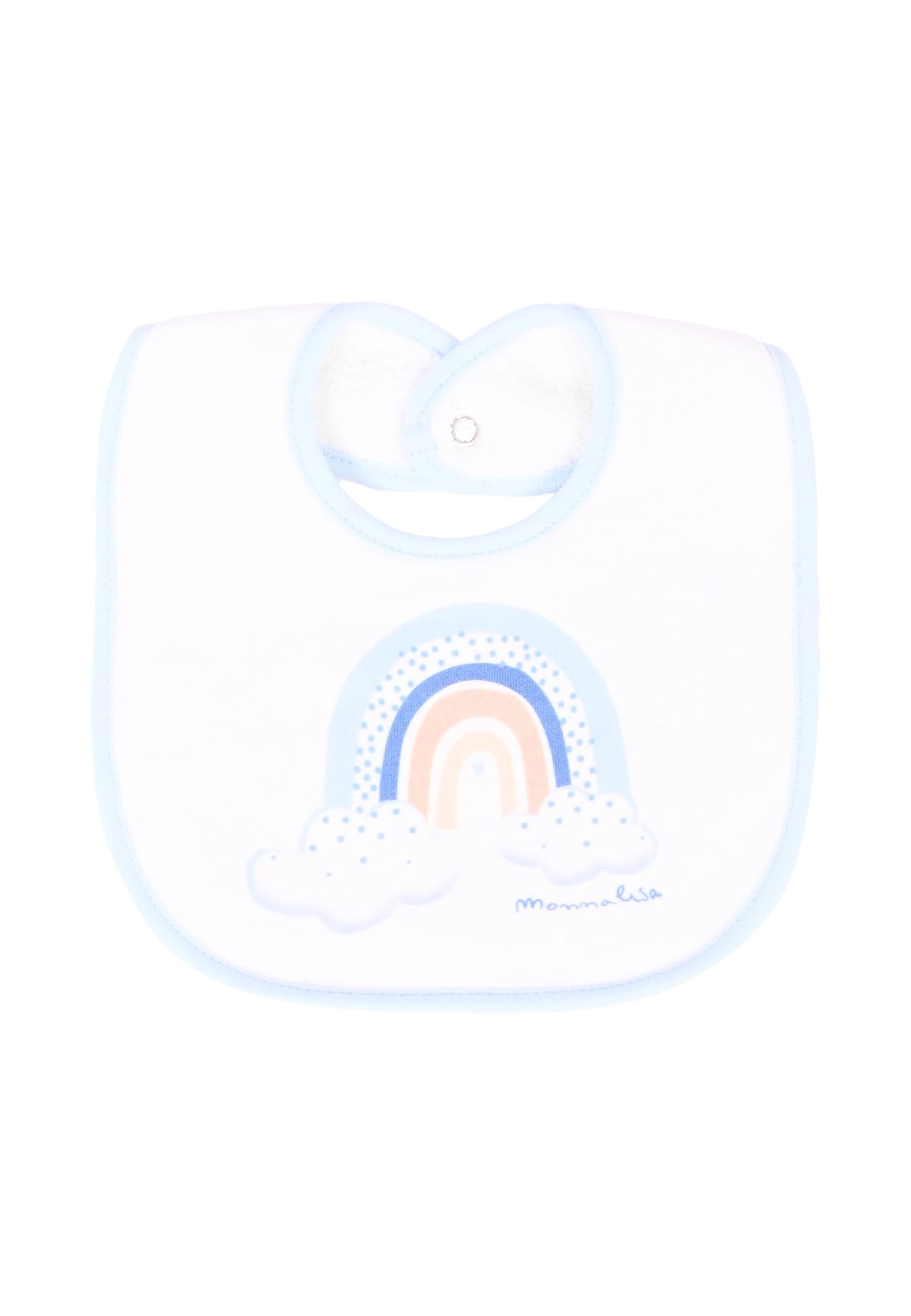 Monnalisa White Babygrow Set For Baby Boy With Rainbow In White