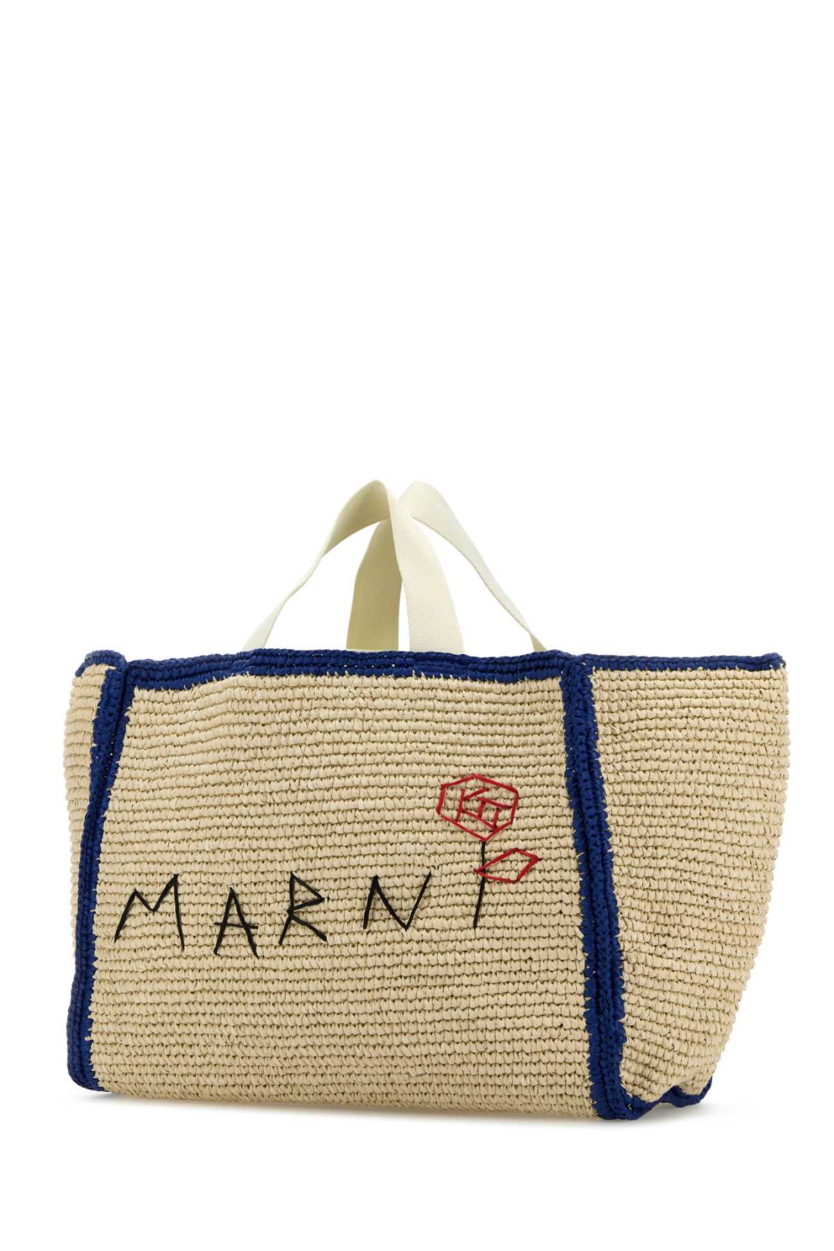 Shop Marni Ivory Raffia Shopping Bag In Ecru Blunatural