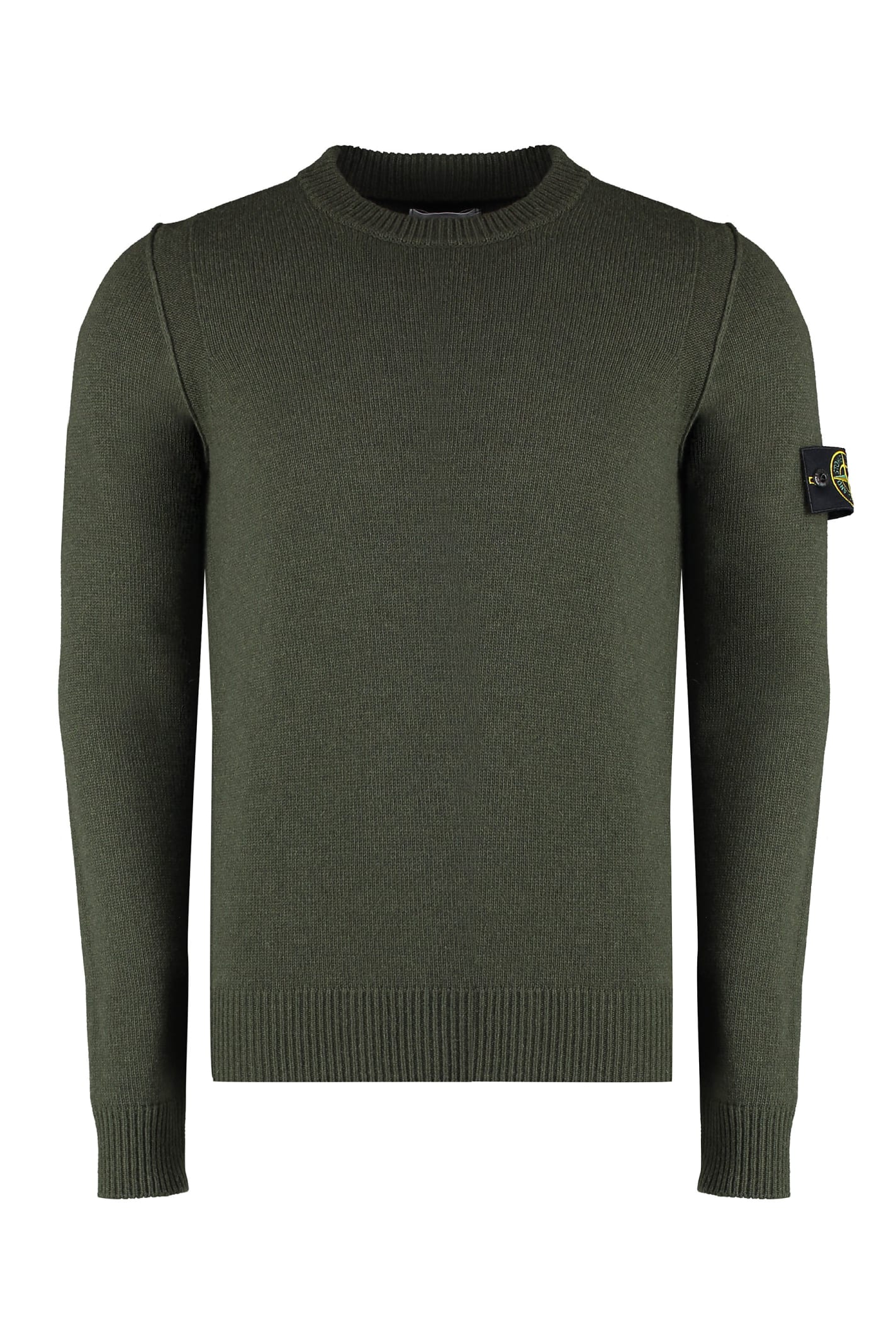 Shop Stone Island Crew-neck Wool Sweater In Green