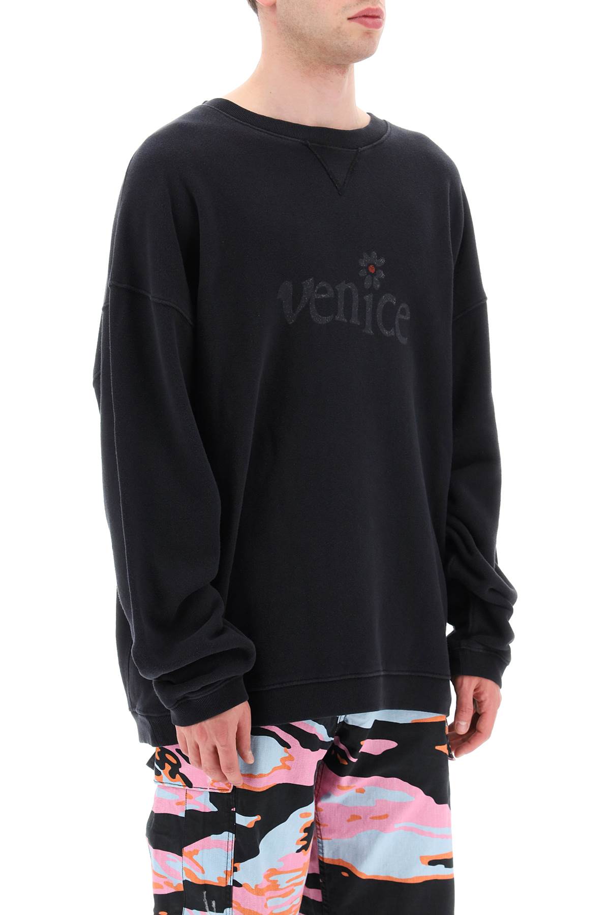 Shop Erl Venice Print Maxi Sweatshirt In Black 1 (black)