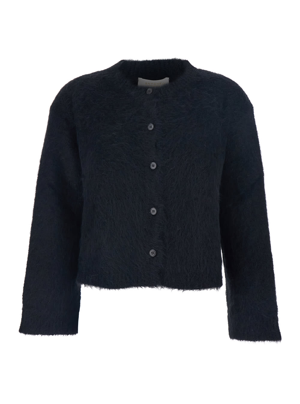 Antonelli Round-neck Long-sleeve Knitted Sweater In Black