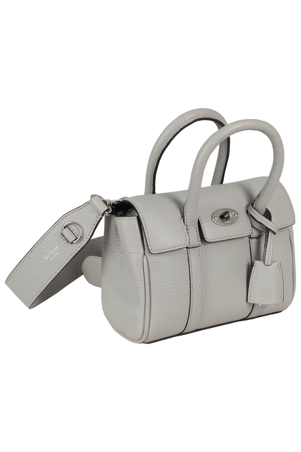 Shop Mulberry Mini Bayswater Heavy Grain In Pale Grey