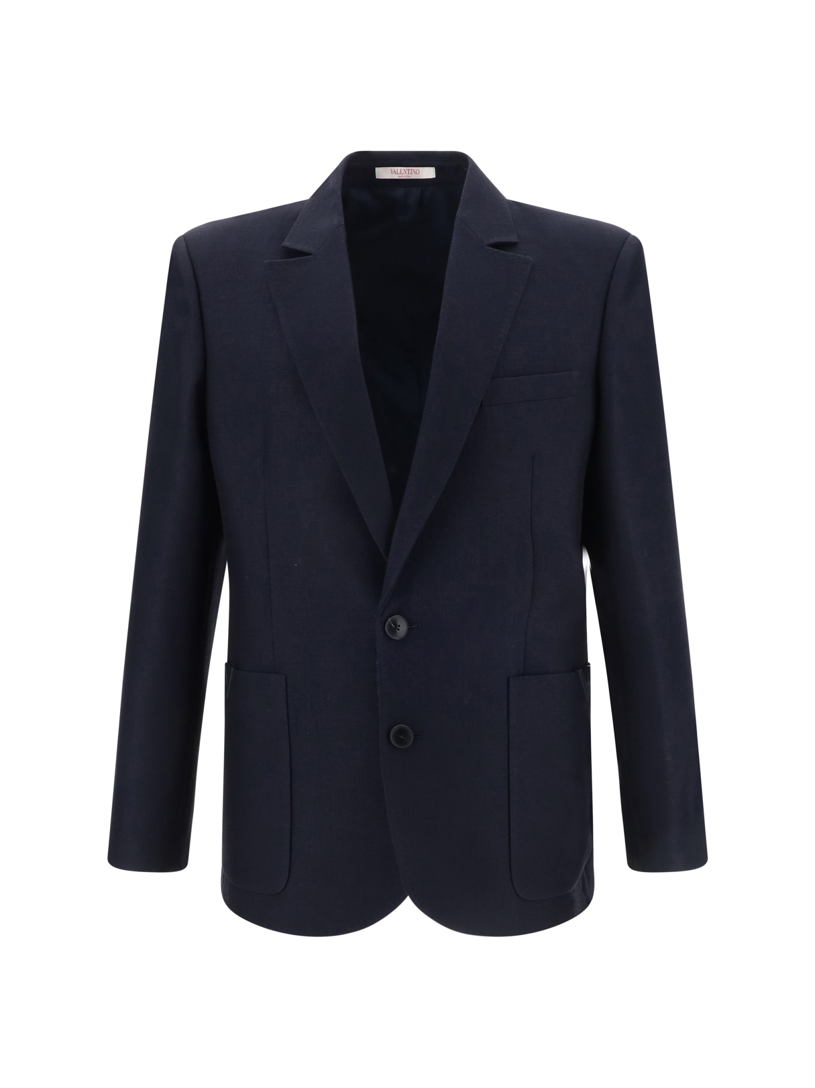 Valentino Single-breasted Long-sleeved Blazer In Blue
