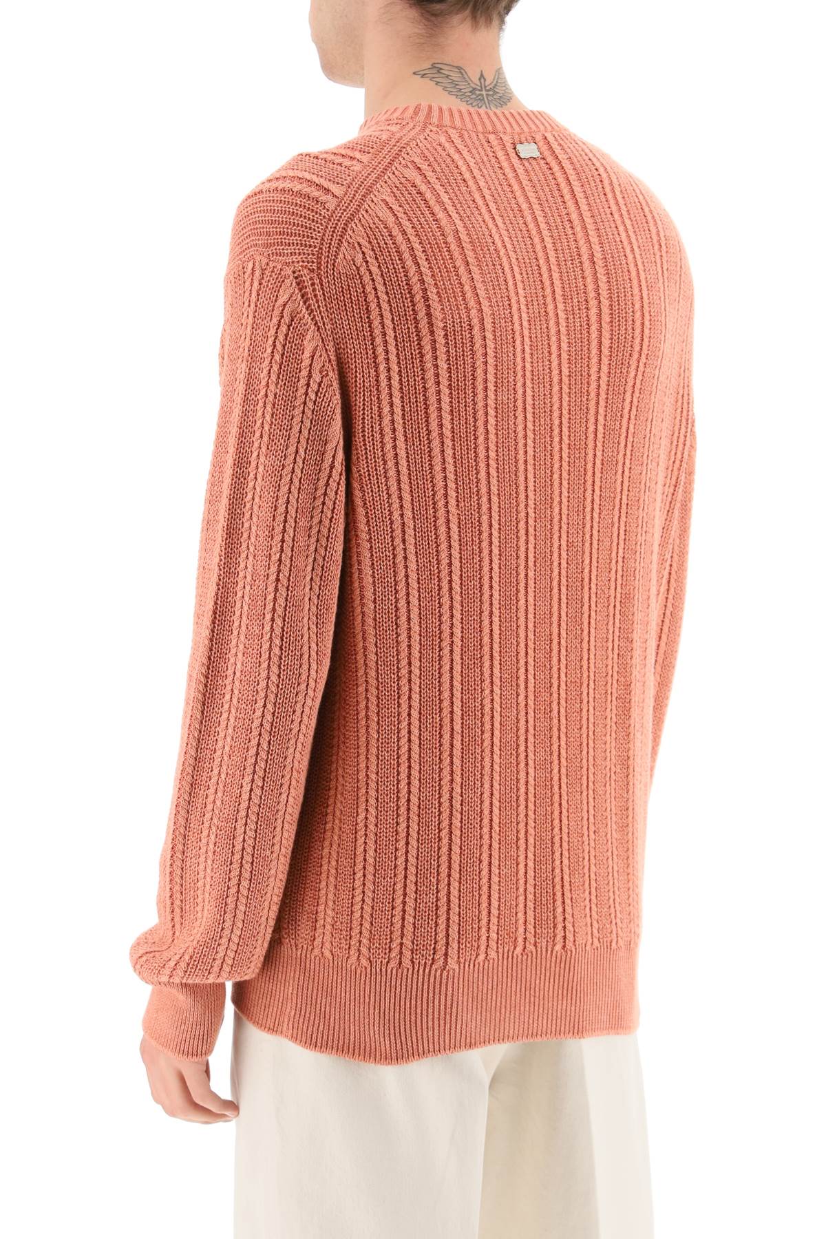 Shop Agnona Cashmere, Silk And Cotton Sweater In Coral (pink)