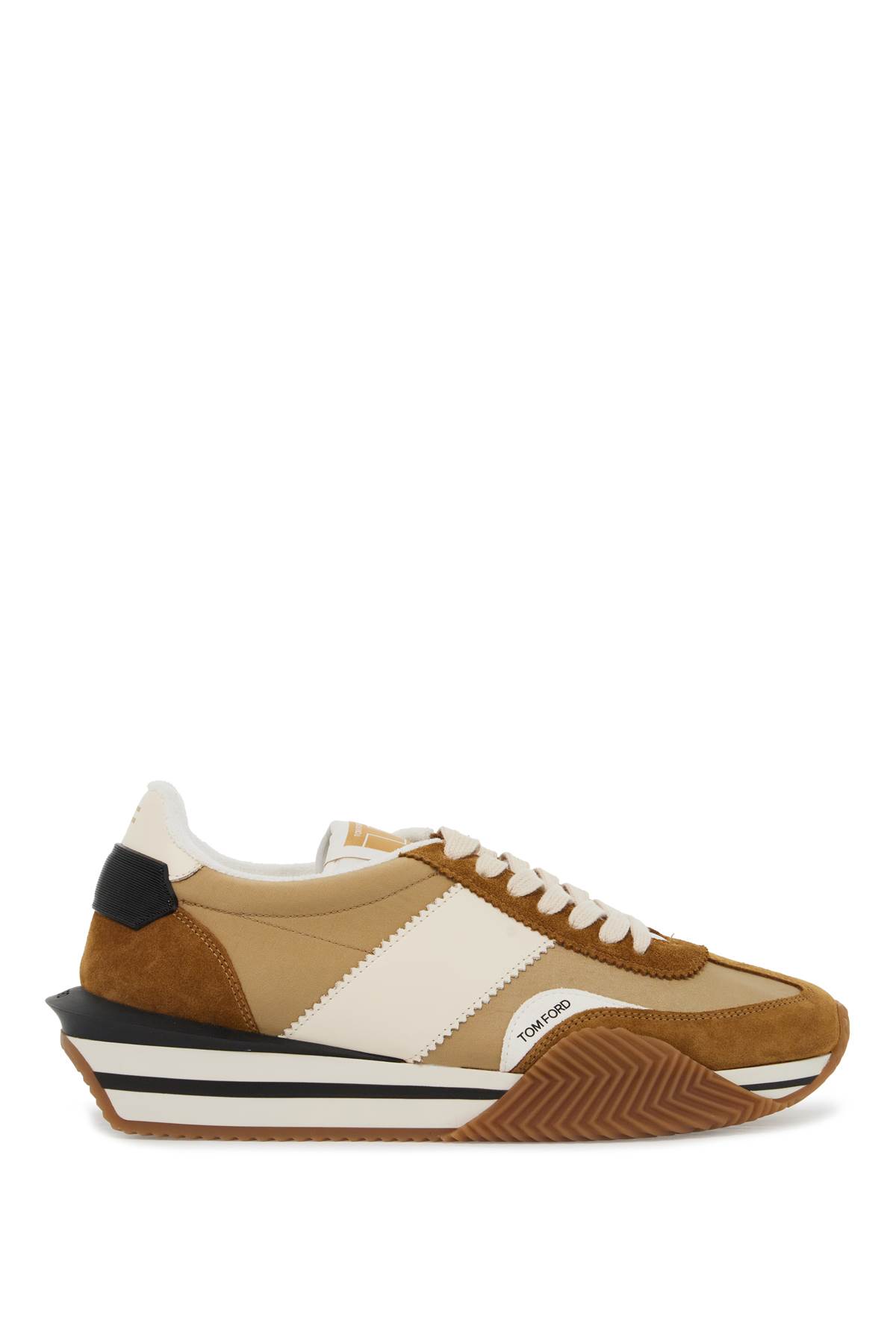 Shop Tom Ford Techno Canvas And Suede James Sneakers In Biscuit/sand + Cream (brown)