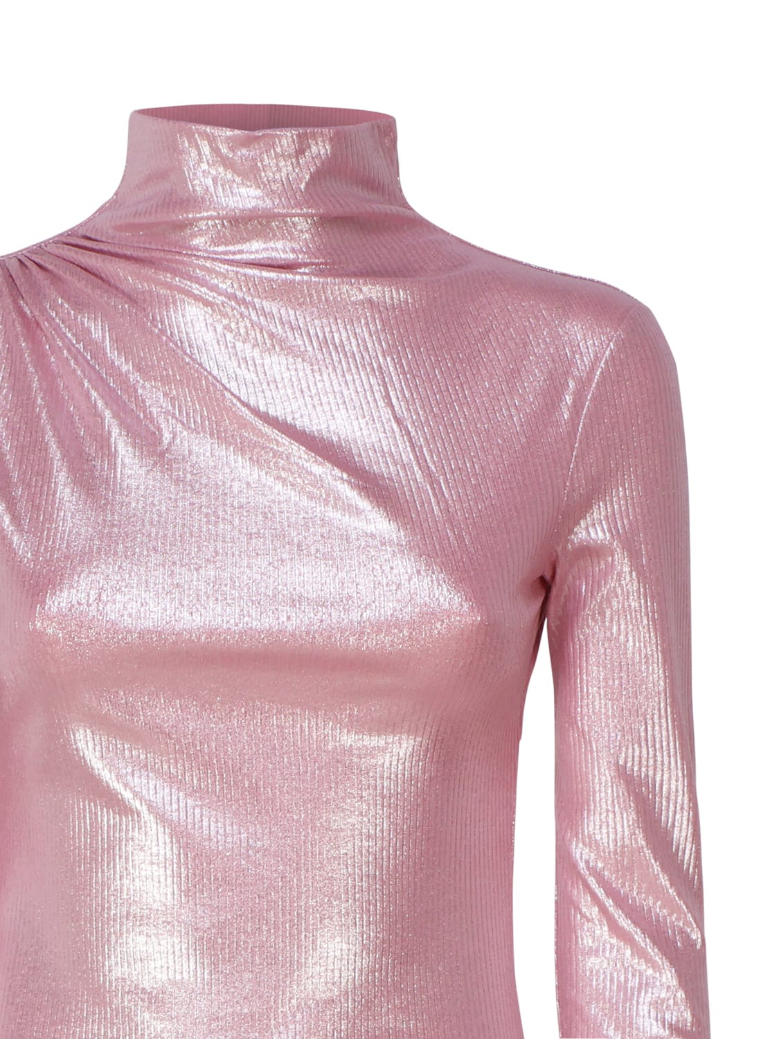 The Andamane High Neck Dress With Neckline In Pink