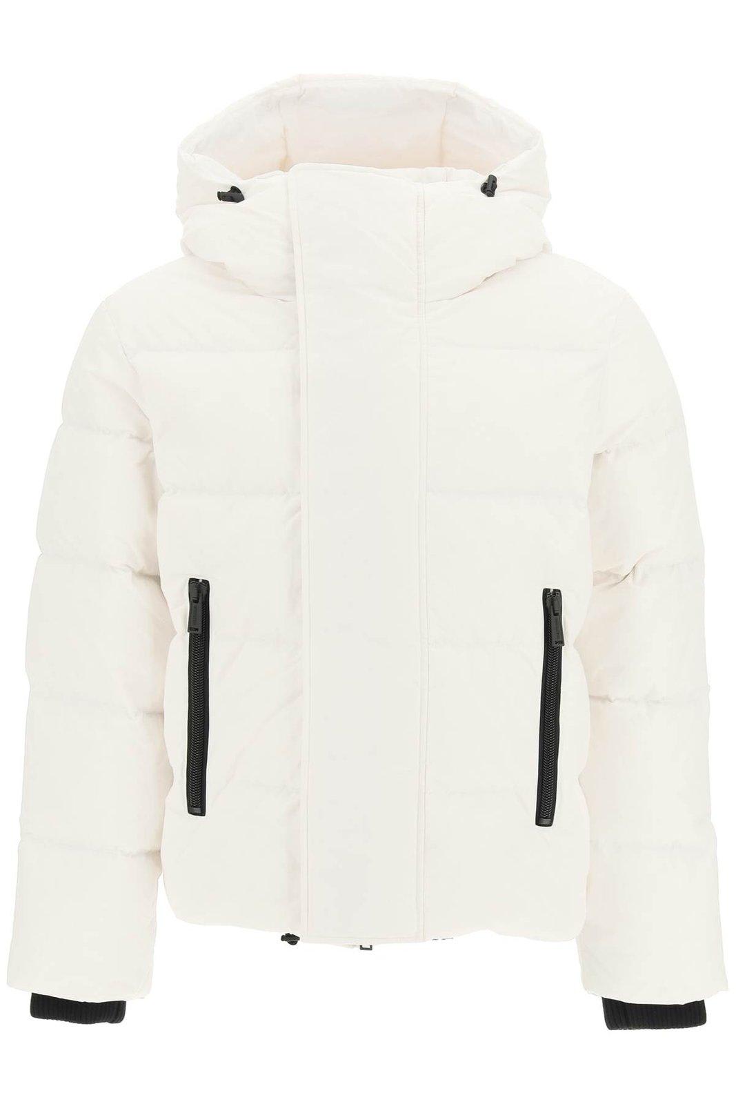 Dsquared2 Logo Strap Hooded Padded Jacket In Neutral