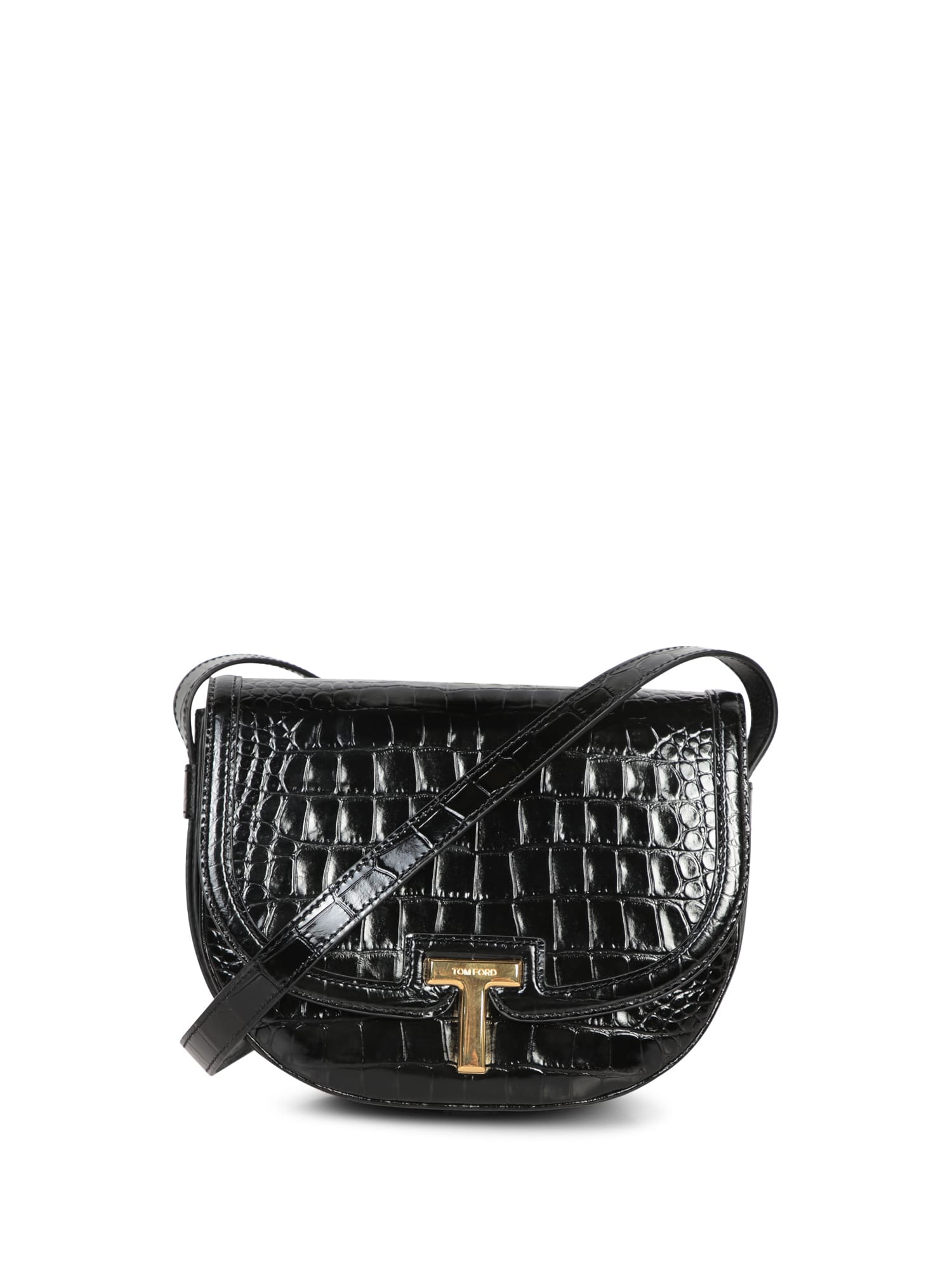 TOM FORD WALLIS CROCODILE CROSSBODY BLACK BAG 