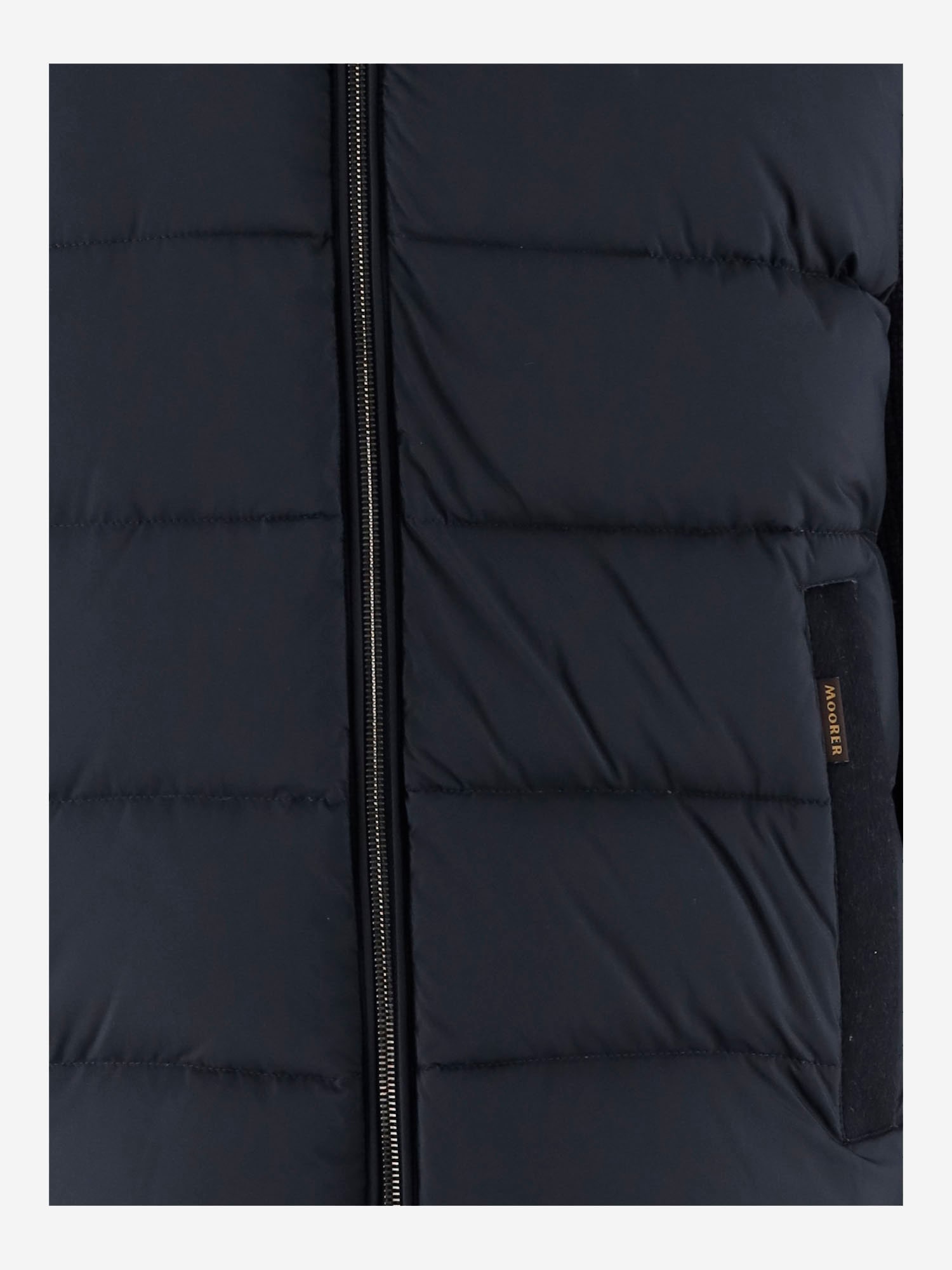Moorer Padded Down Jacket With Cashmere Blend Sleeves In Blue