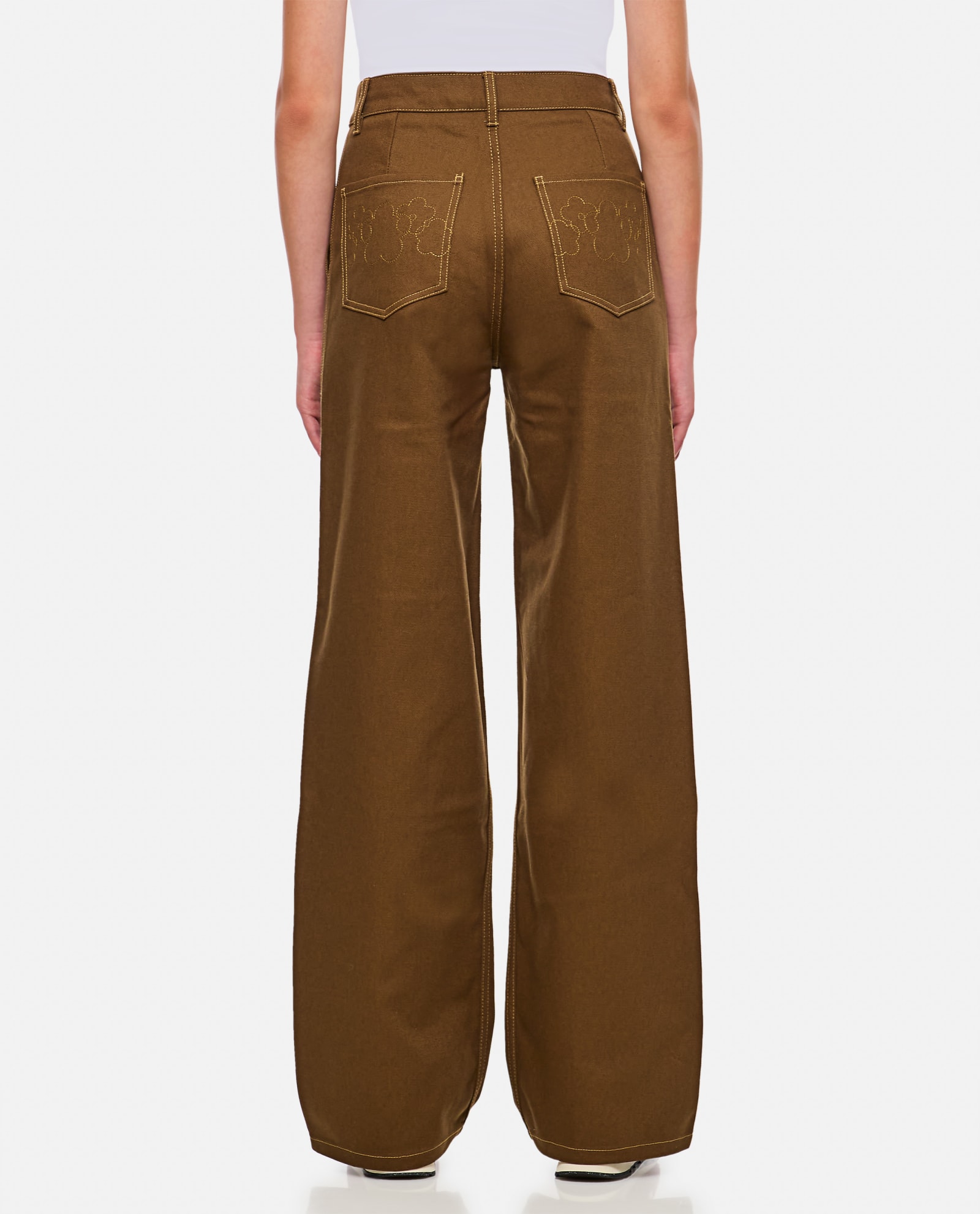 Shop Cecilie Bahnsen Omega Trousers Denim In Brown