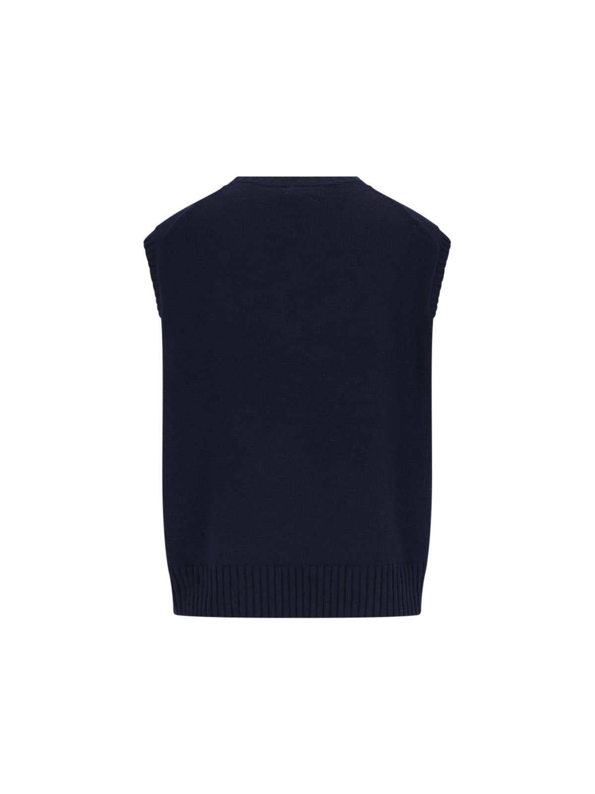 Ralph Lauren Sleeveless Wool Vest With Crew Neck And Ribbing In Blue
