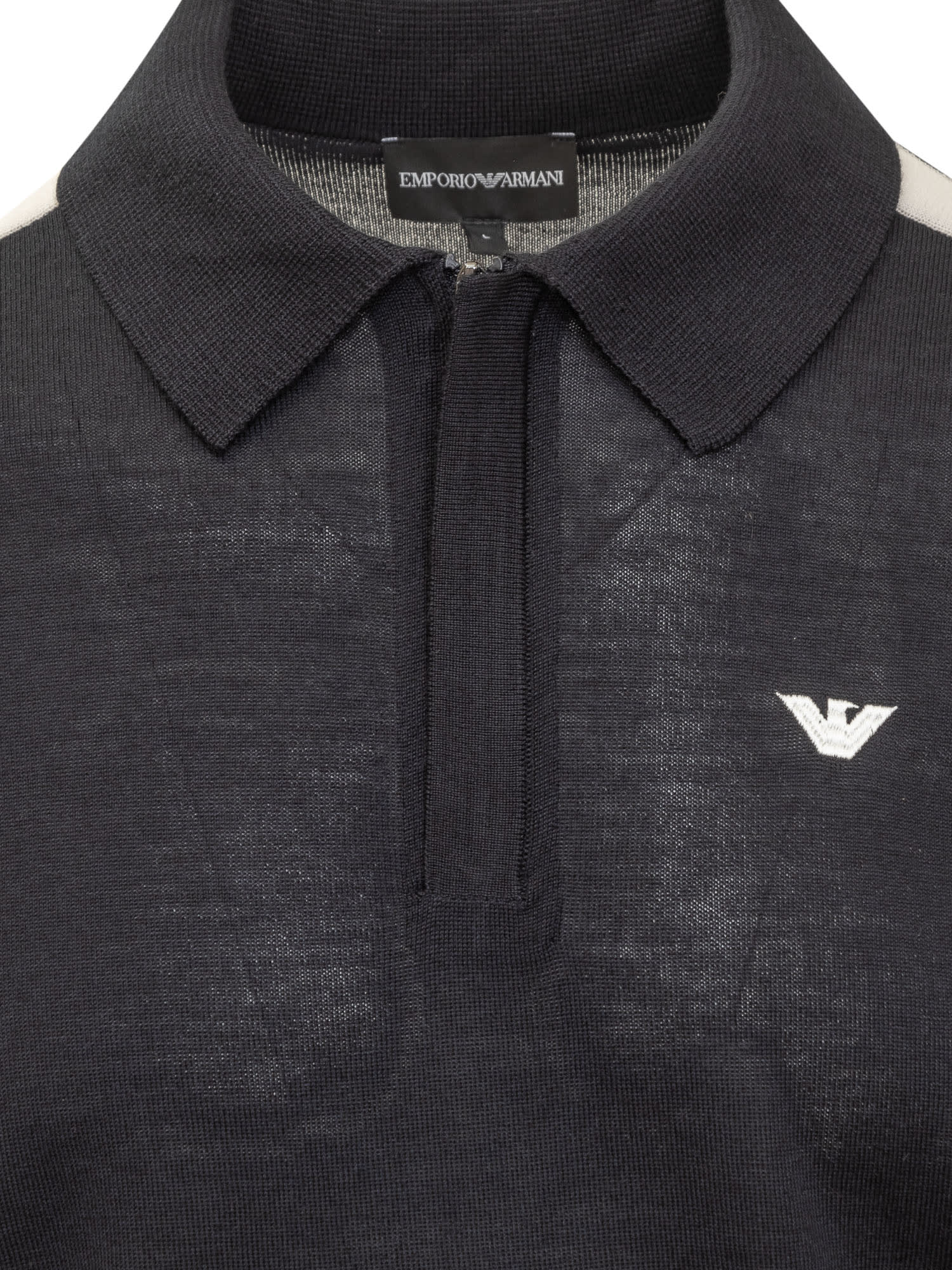 Shop Emporio Armani Knit Polo In Blu Navy