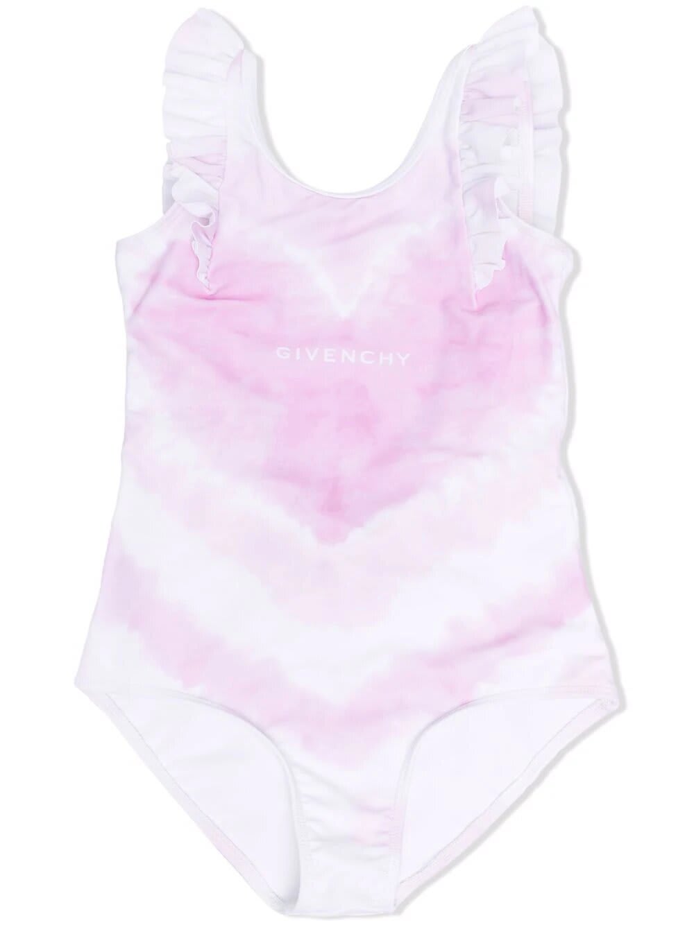 Kids One-piece Swimsuit With Givenchy Tie-dye Heart Print