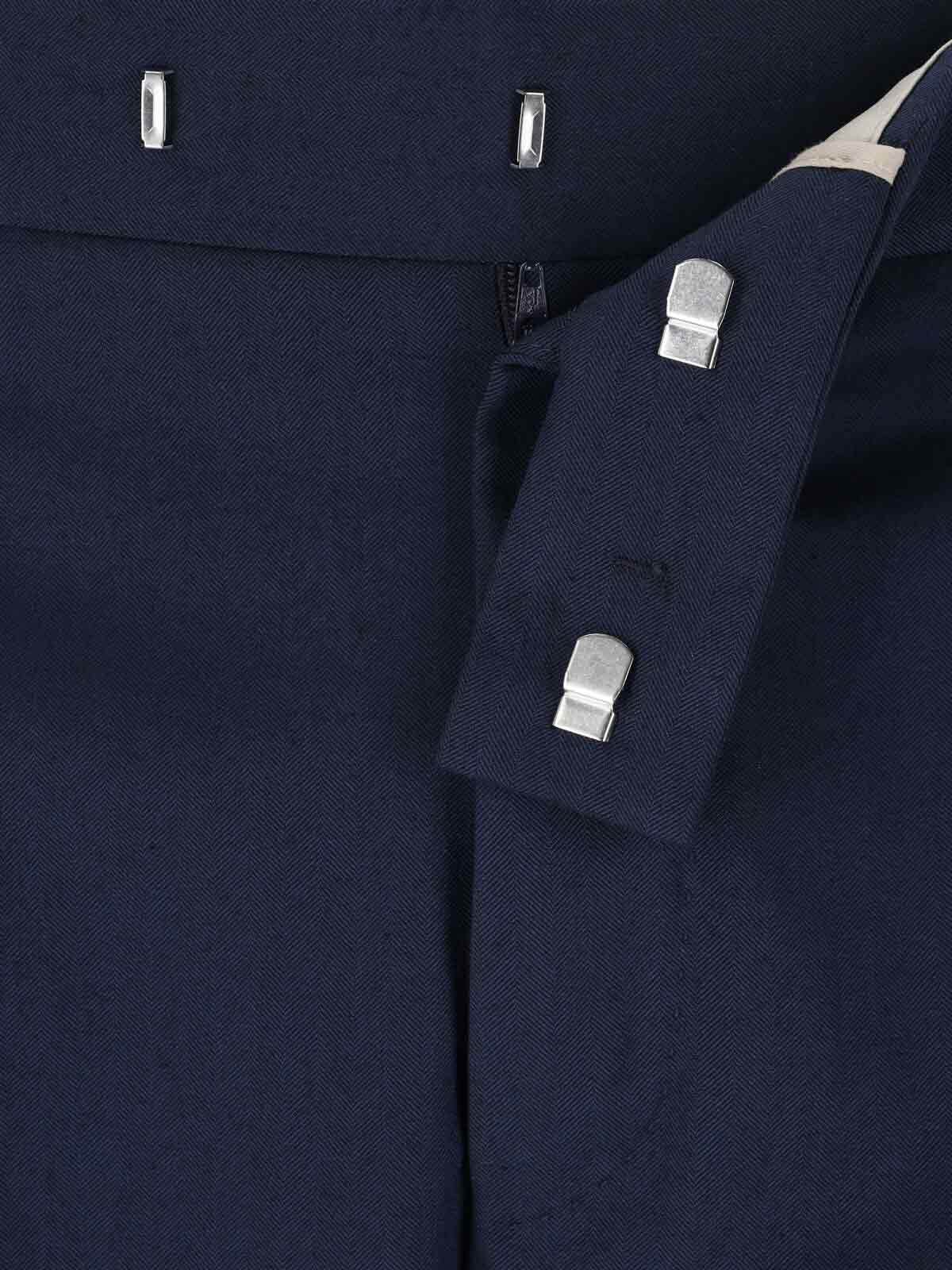 Pt Torino Mid-rise Tailored Trousers With Pleats And Buttoned Pockets In Blue