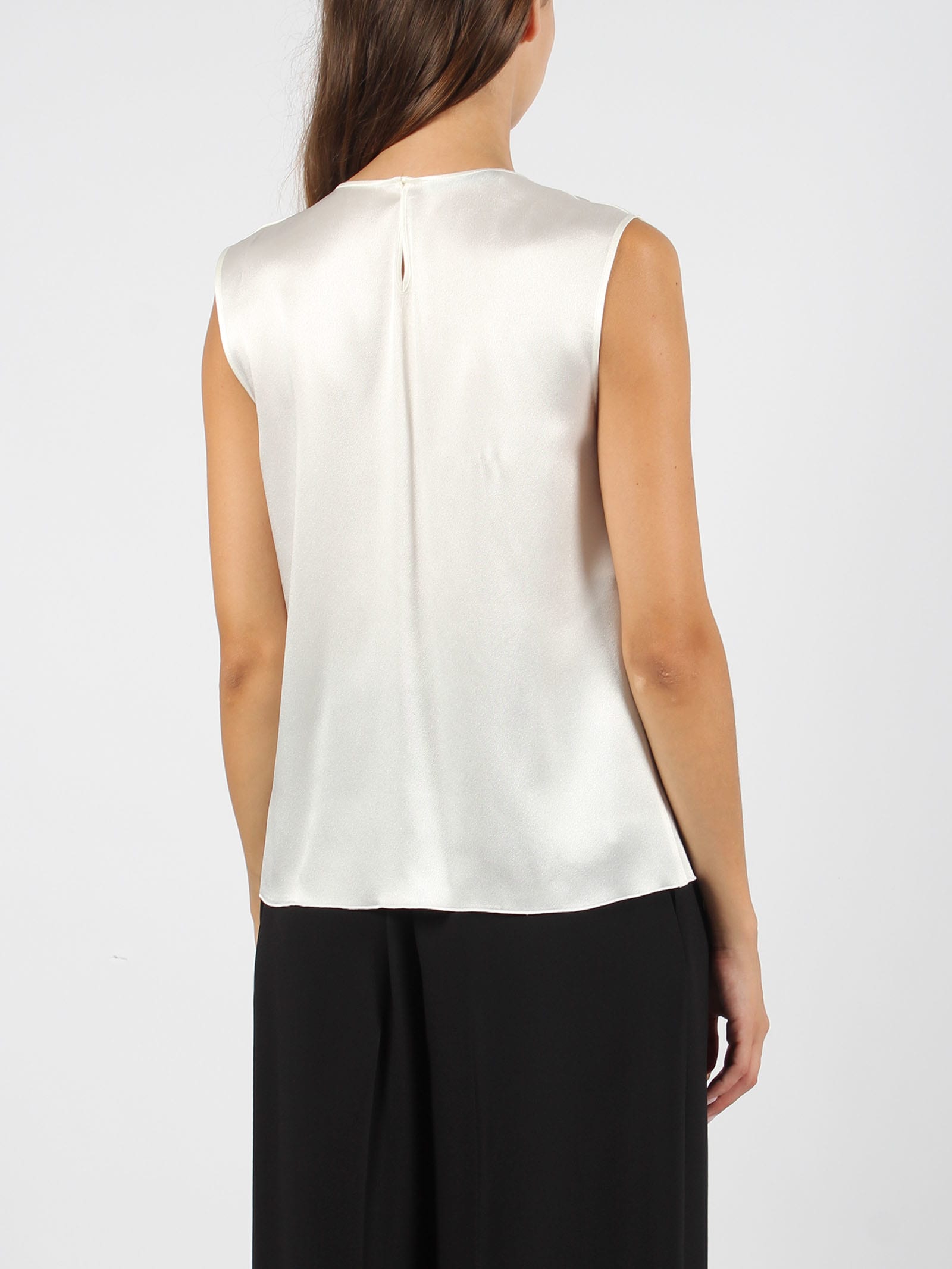 Shop Alberta Ferretti Satin Top In White