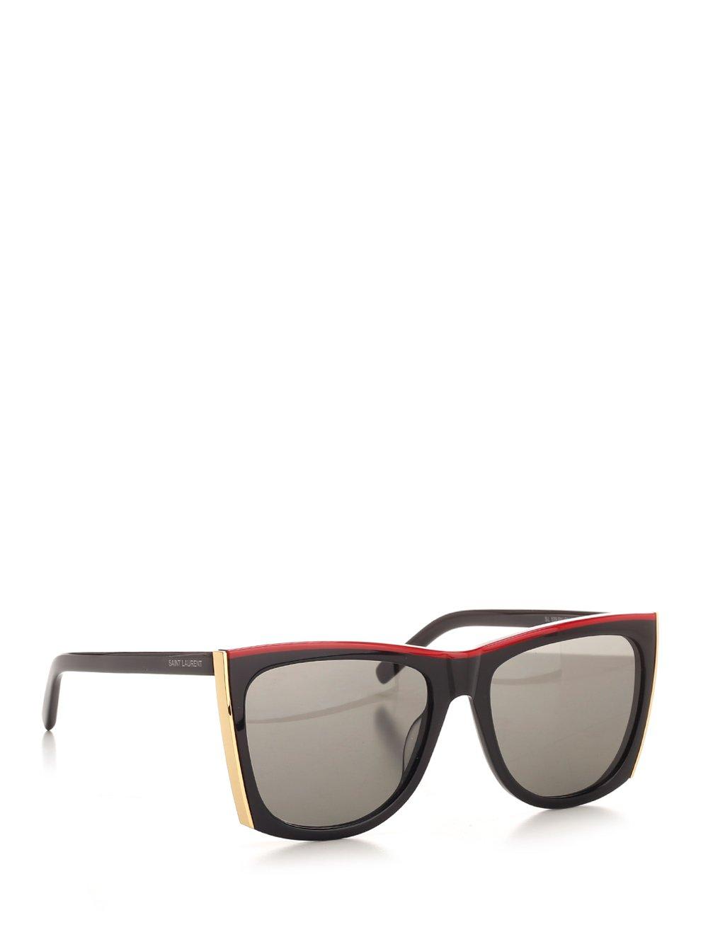 Shop Saint Laurent Rectangular Frame Sunglasses In Black