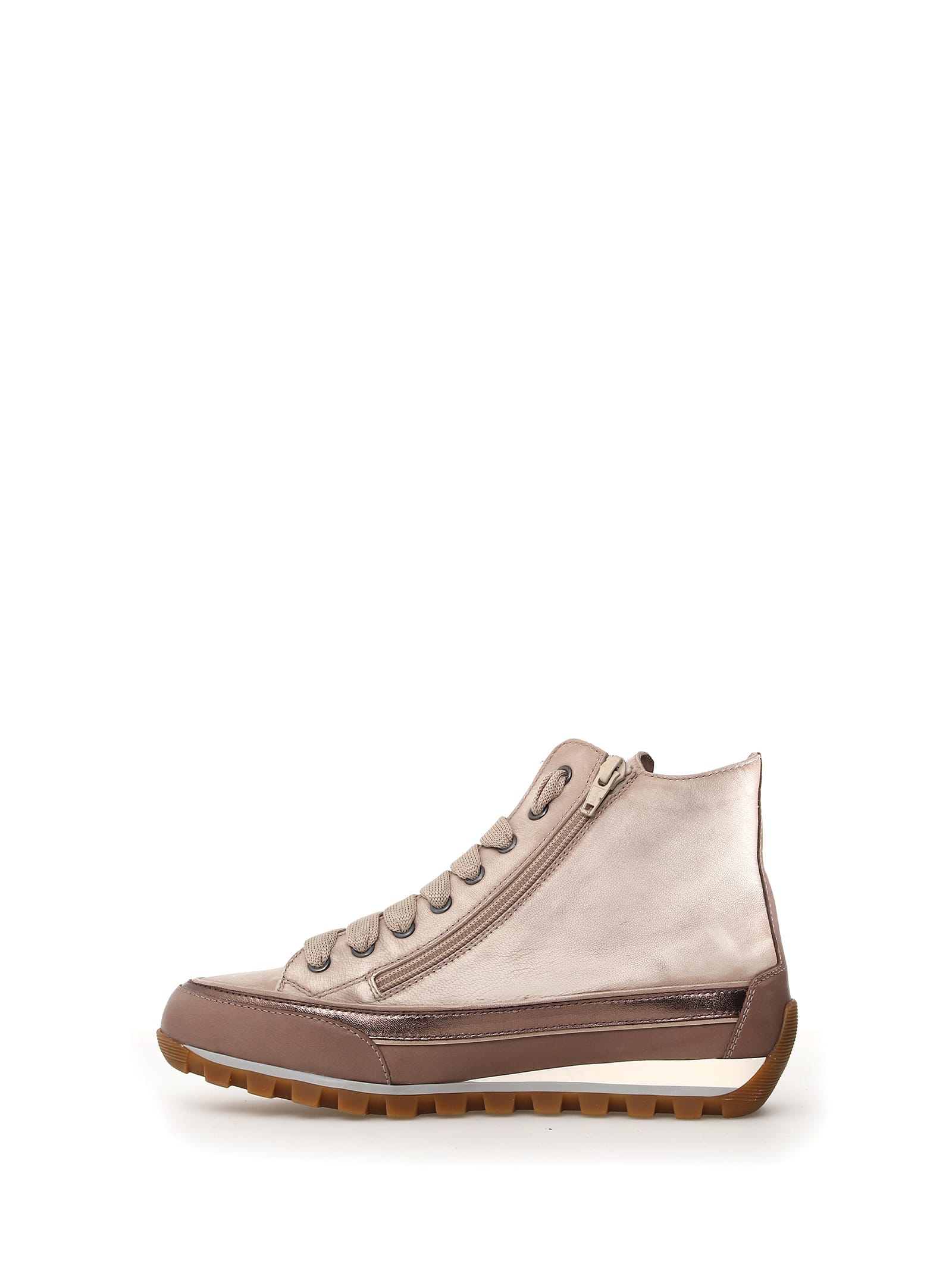 Shop Candice Cooper Beige Nappa Leather High-top Sneaker