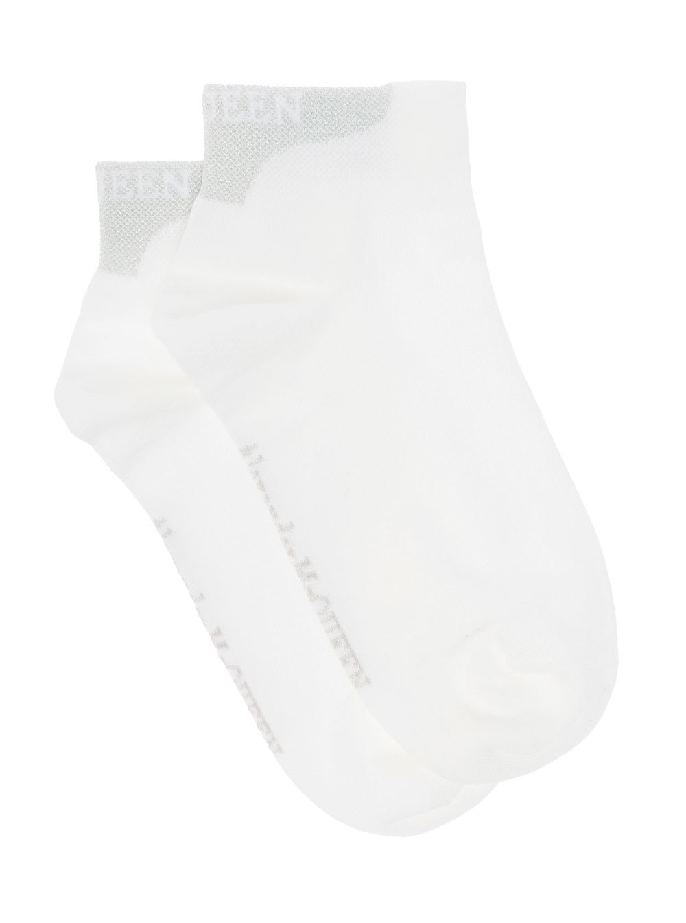 Alexander Mcqueen Womans White And Grey Cotton Socks With Logo