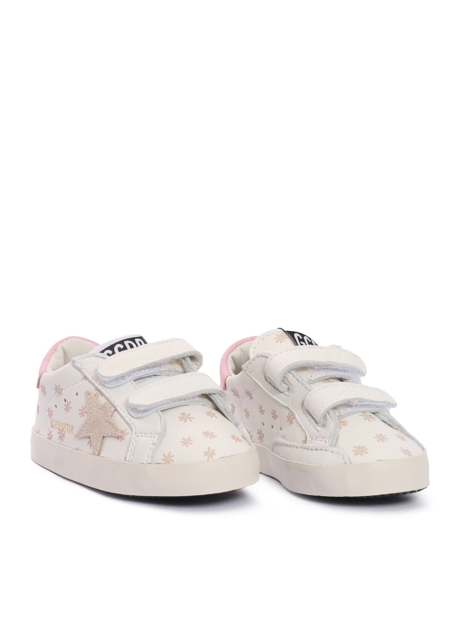 Golden Goose Baby School Nappa Upper With Prints Suede Star Leather Heel Sneakers In White