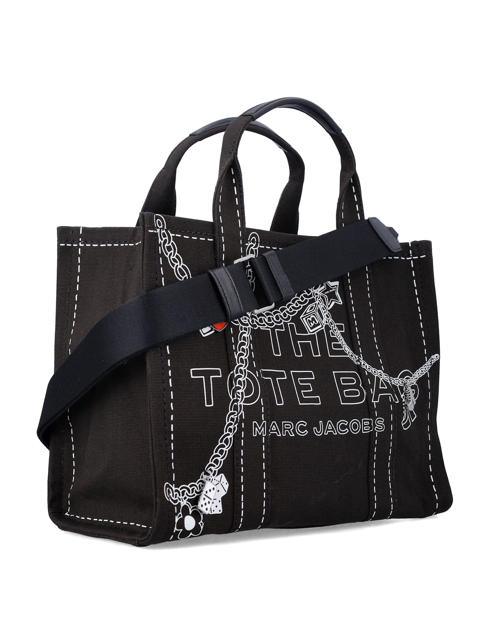Marc Jacobs The Trompe L Oeil Charm Medium Tote Bag In Black