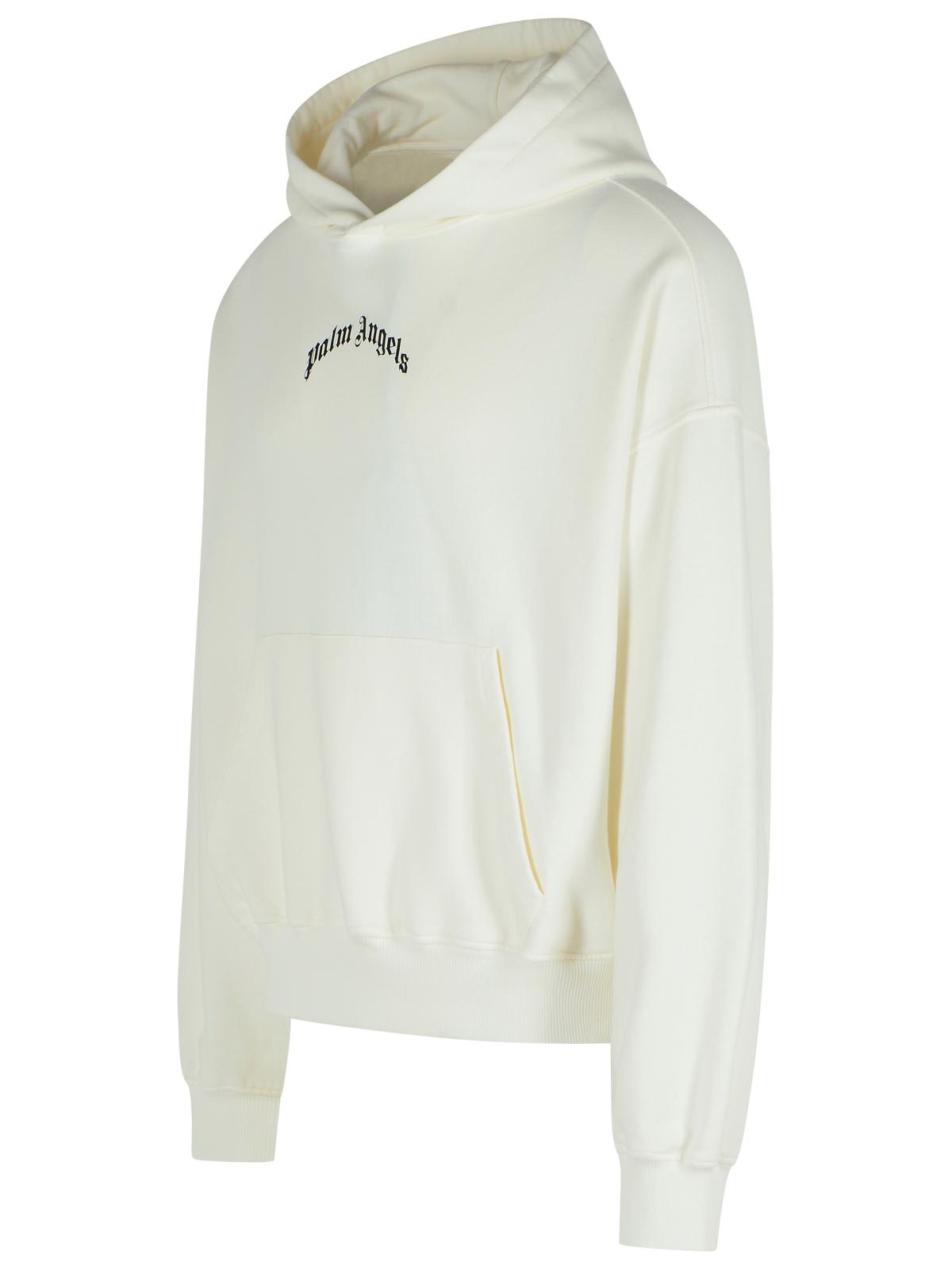 Palm Angels Cotton Hooded Sweatshirt Kangaroo Pocket In White
