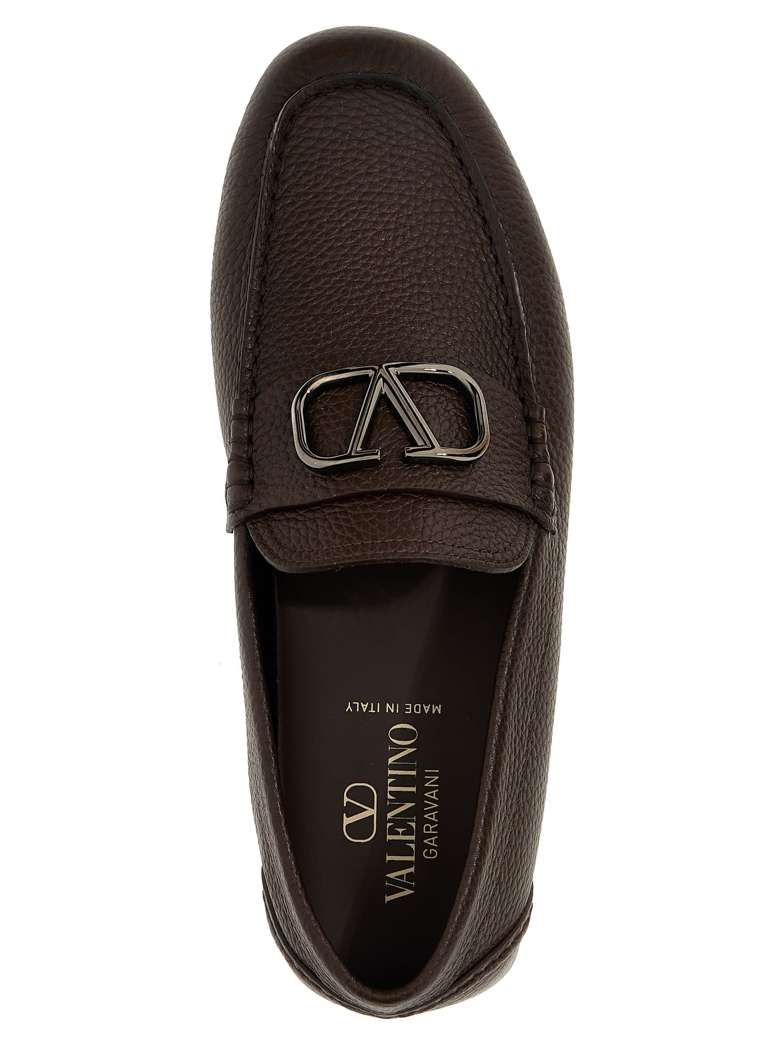 Shop Valentino Garavani Vlogo Signature Loafers In Brown