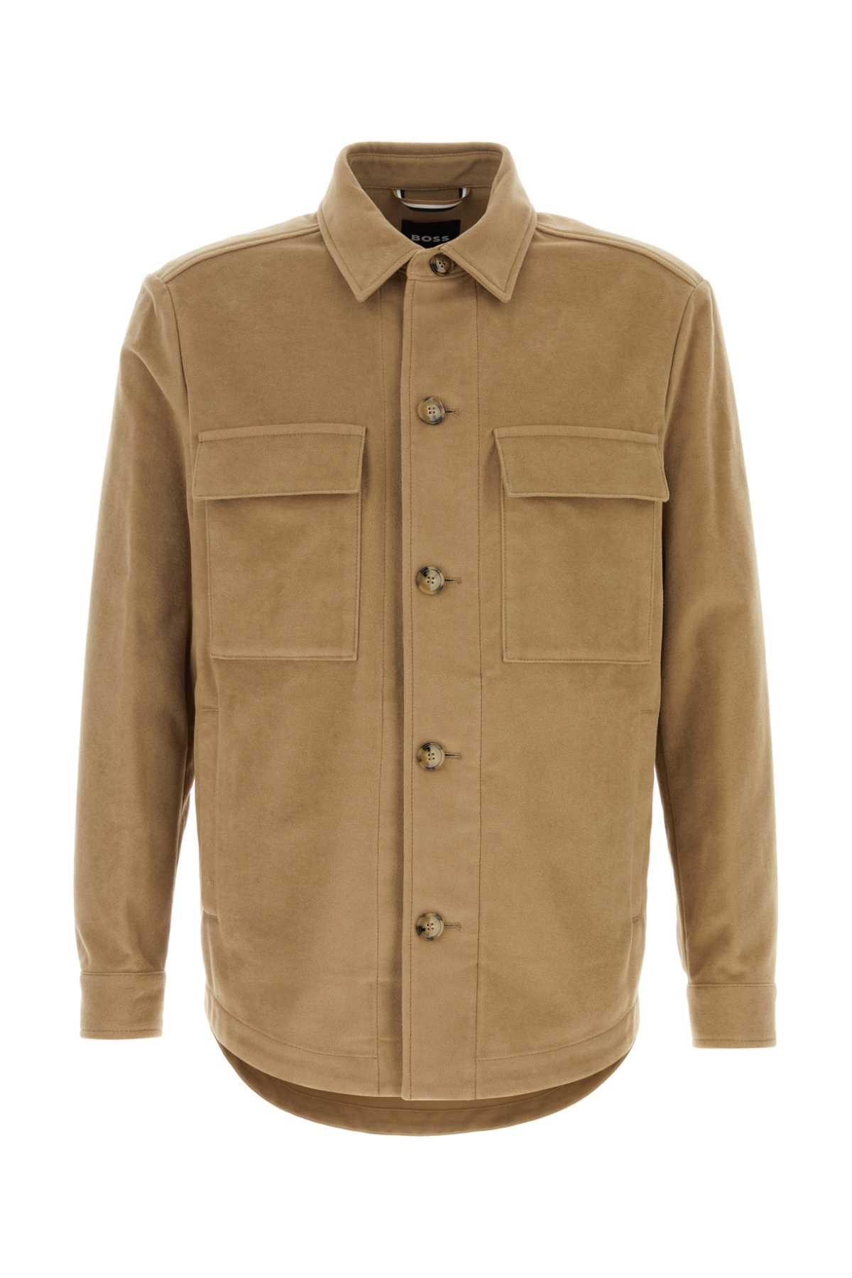 Shop Hugo Boss Cappuccio Cotton Shirt In Openbeige