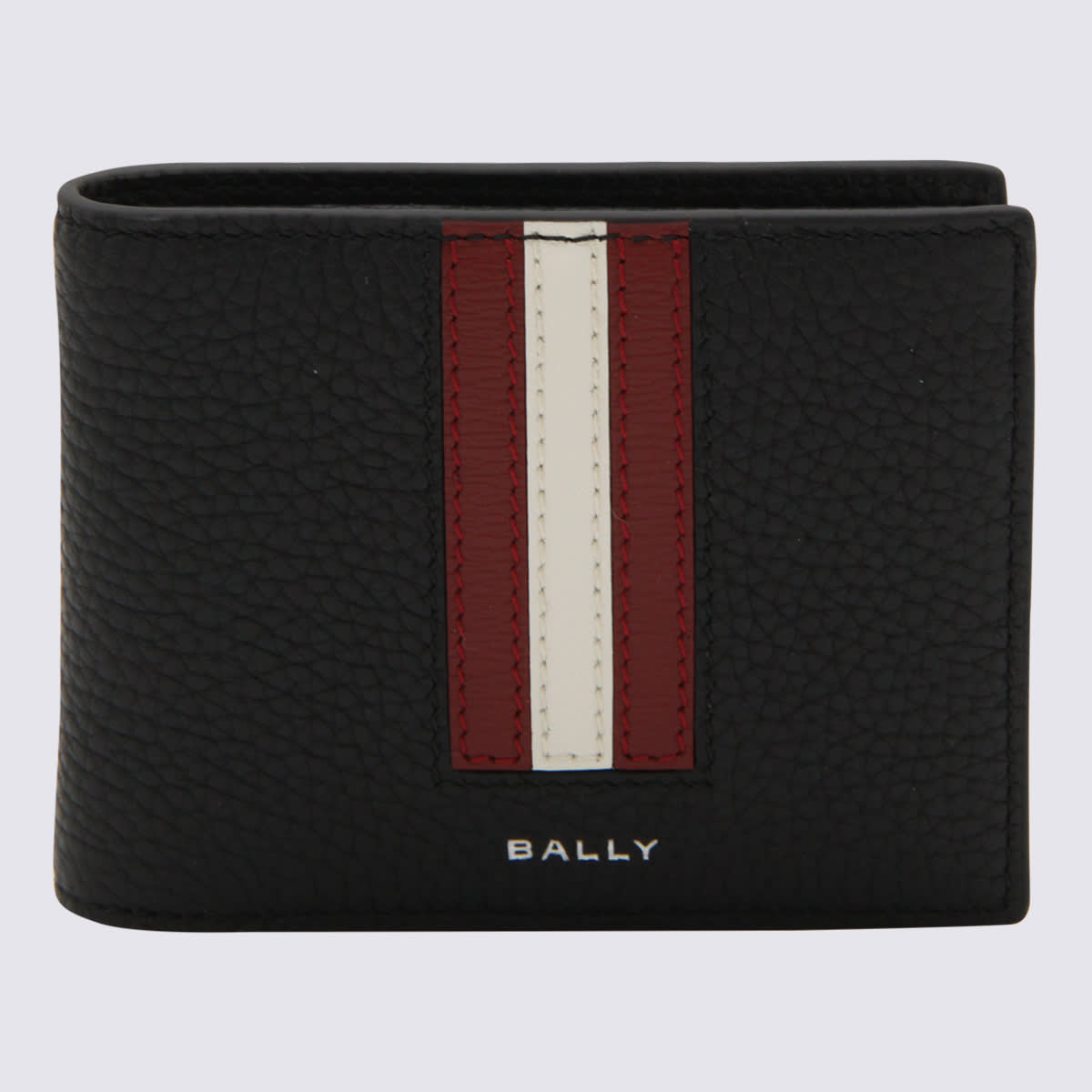 Bally Black Leather Wallet In Black/red+pall