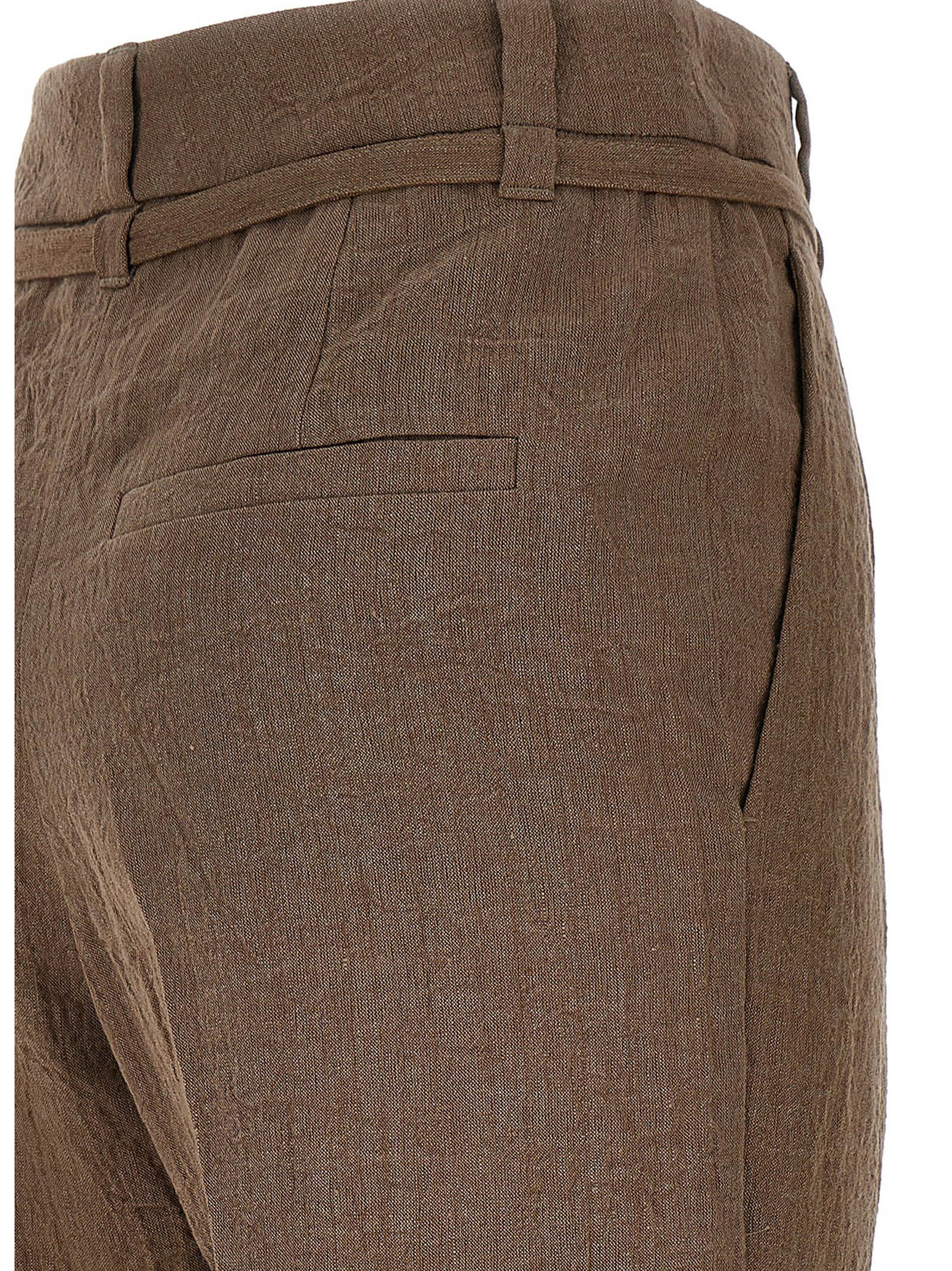 Brunello Cucinelli Belted-waist Tapered-leg Trousers In Gray