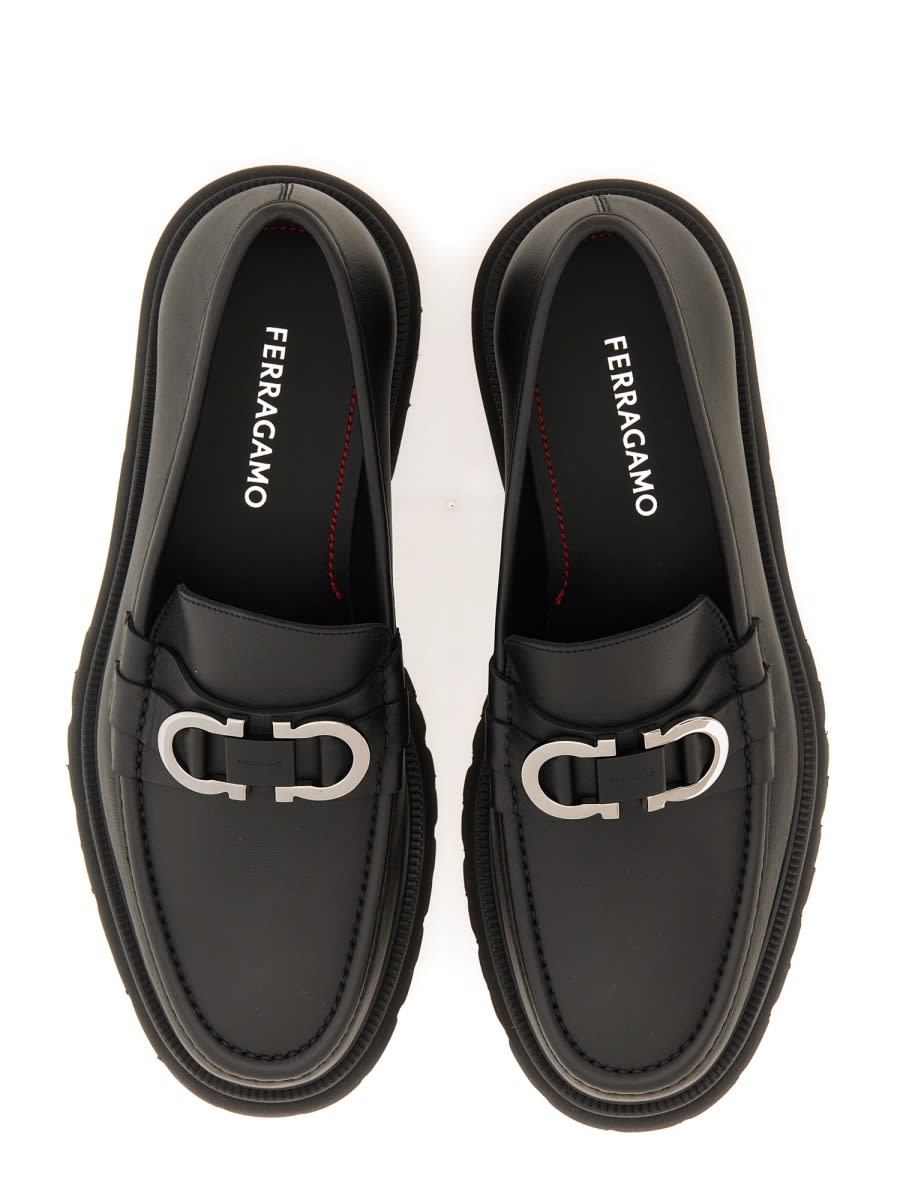 Shop Ferragamo Moccasin Ornament Gancini In Black