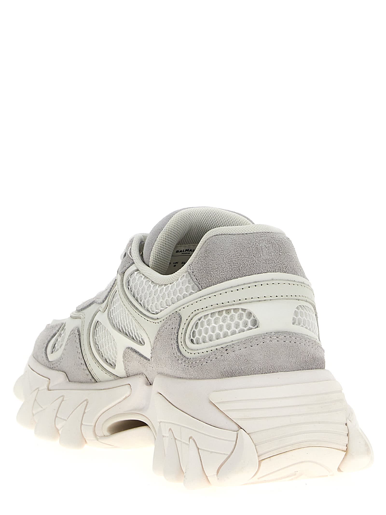 Balmain B-east Trainer In Leather, Suede And Mesh In White