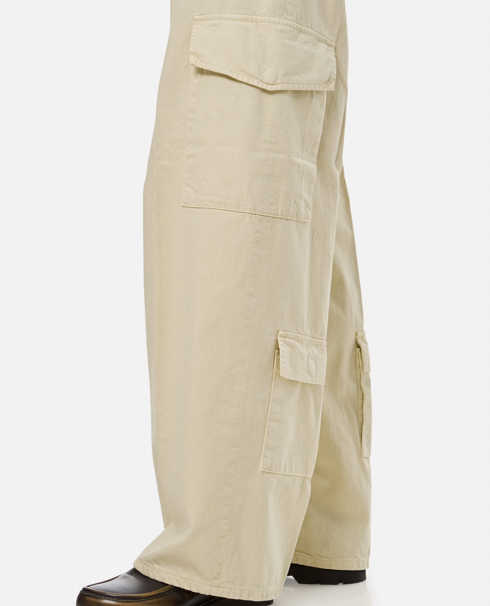 Shop Haikure Bethany Twill 45 Baggy Denim Cargo Pants In Beige