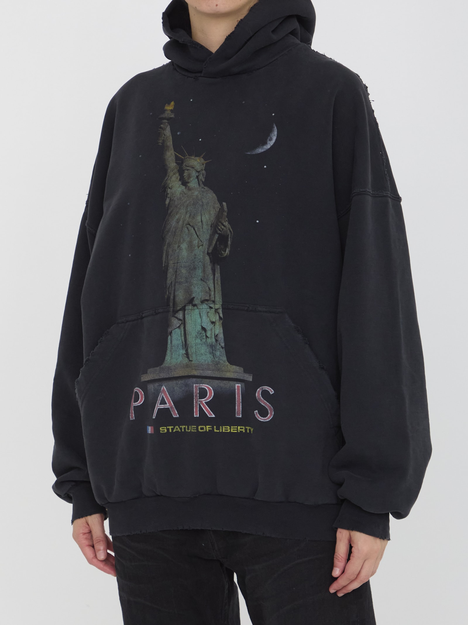 Shop Balenciaga Paris Liberty Hoodie In Black