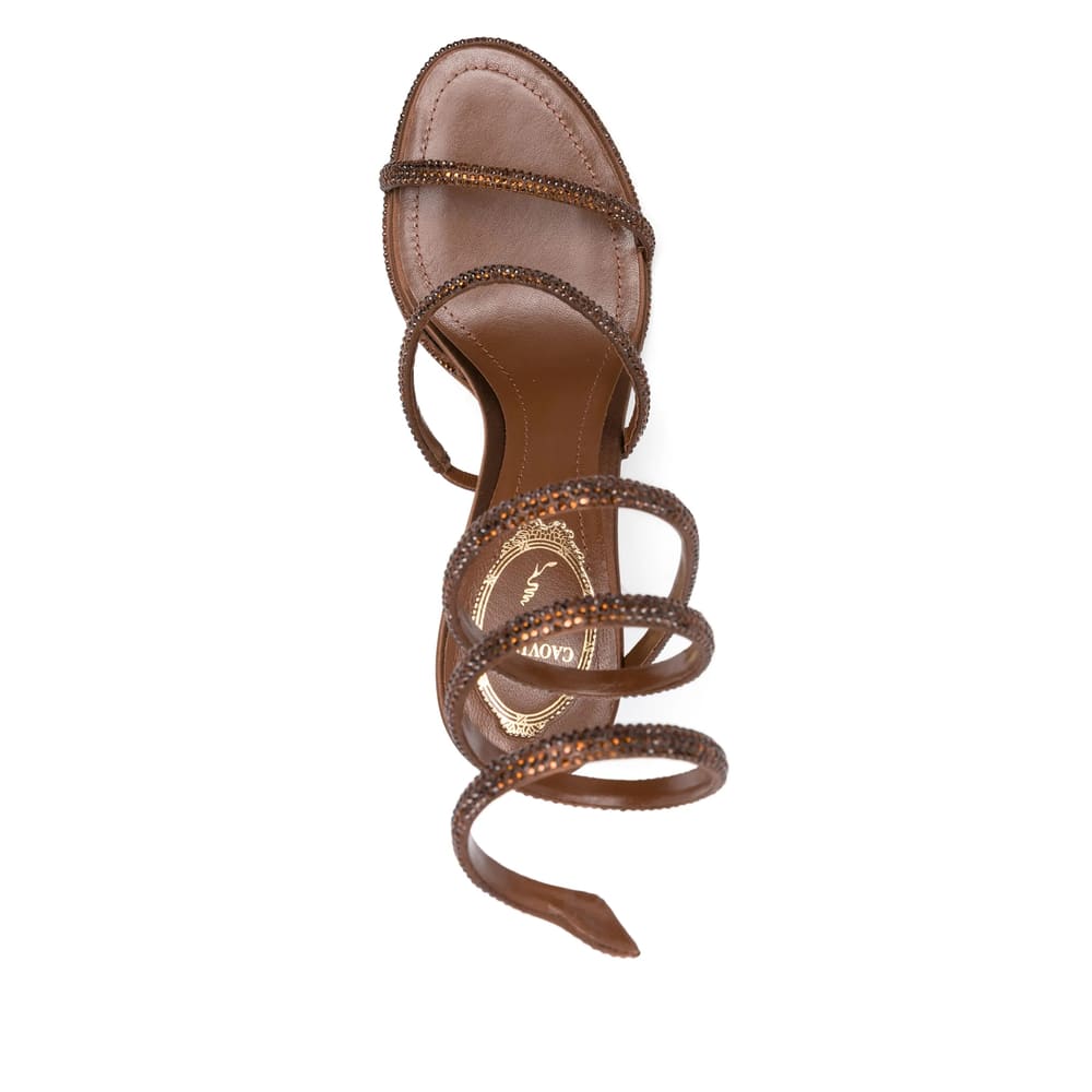René Caovilla Womens Cleo Ii 105 Crystal-embellished Leather Heeled Sandals Brow In Brown