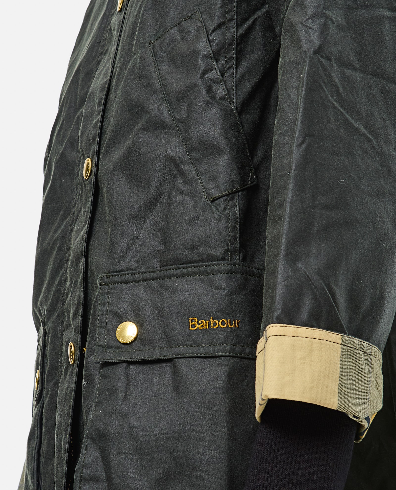 Barbour Long Beadnell Wax Coat In Gray