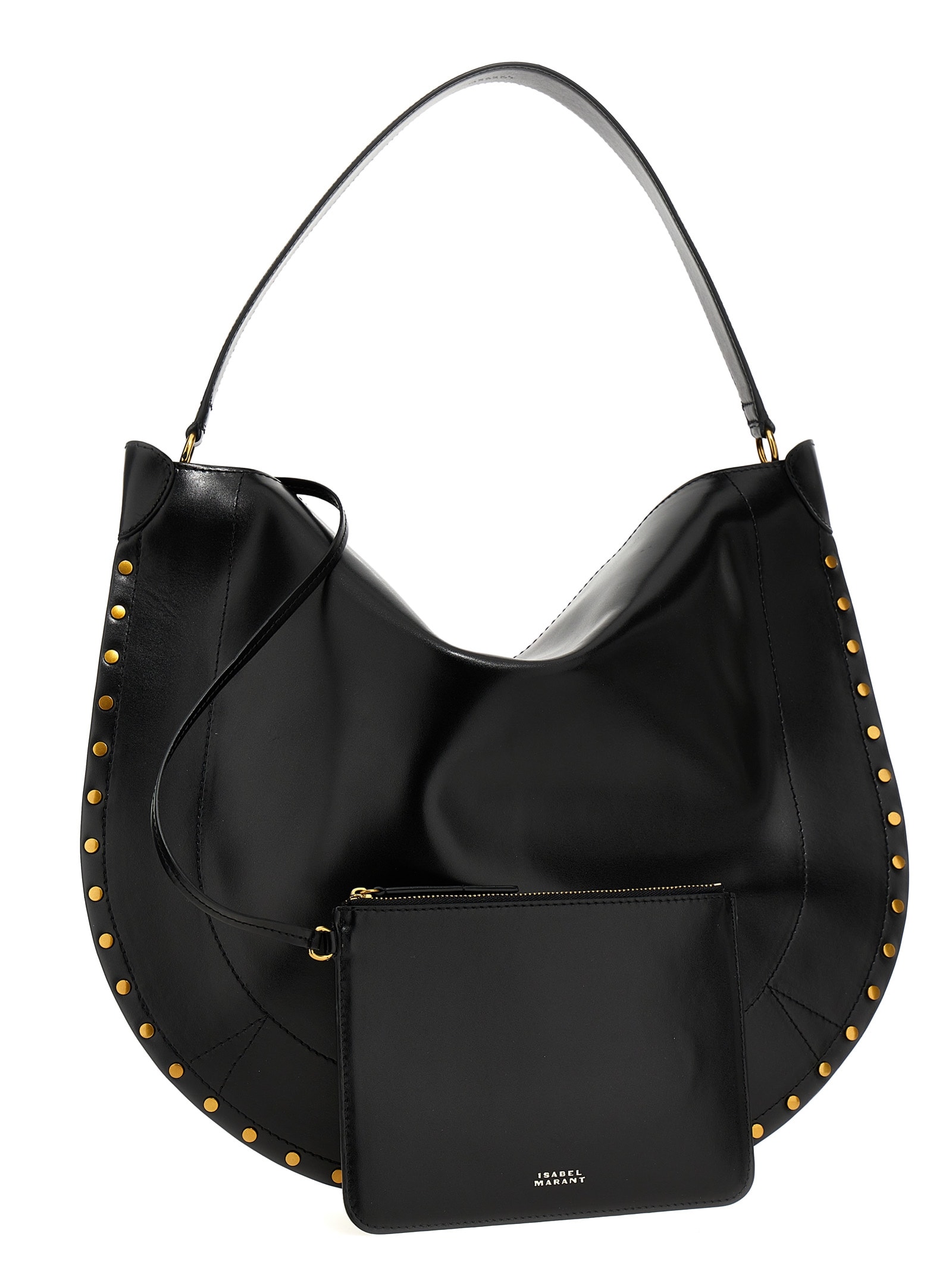 Shop Isabel Marant Oskan Hobo Soft Shoulder Bag In Black