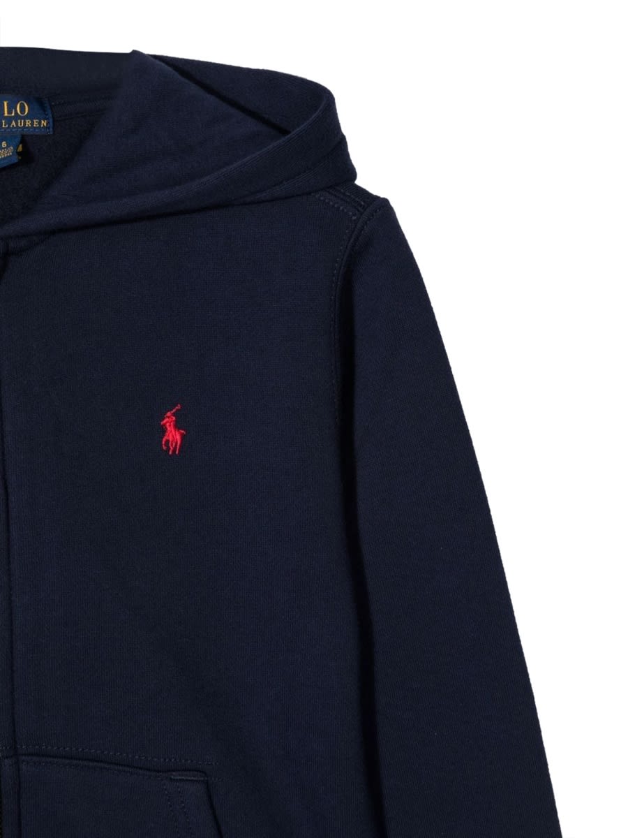 Shop Polo Ralph Lauren Double-knit Full-zip Hoodie In Blue