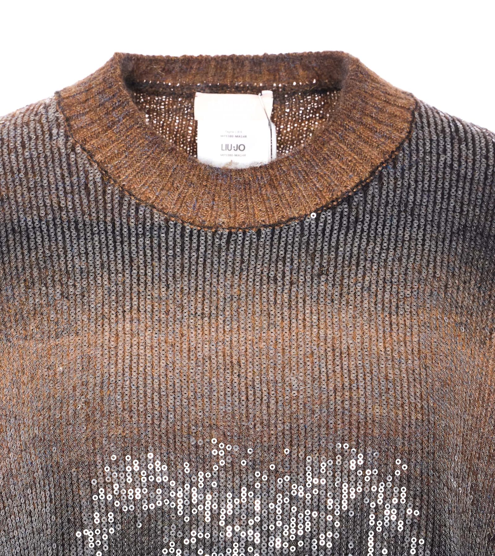 Liu •jo Sequin-embroidered Crew Neck Jumper In Brown