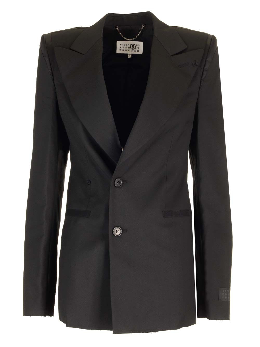 Shop Mm6 Maison Margiela Stretch Crepe Blazer In Black