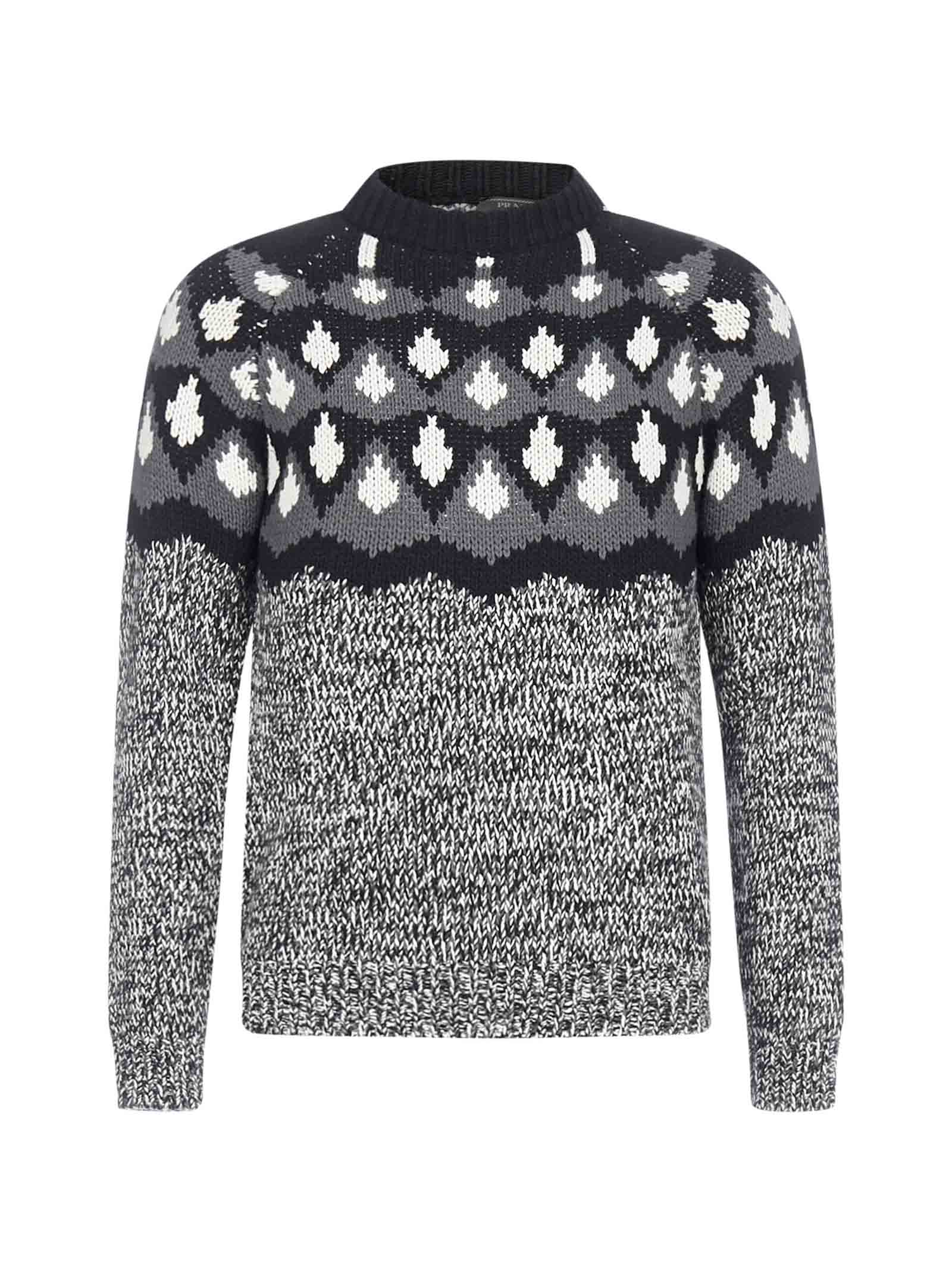 Prada Intarsia-knit Wool And Cashmere Sweater