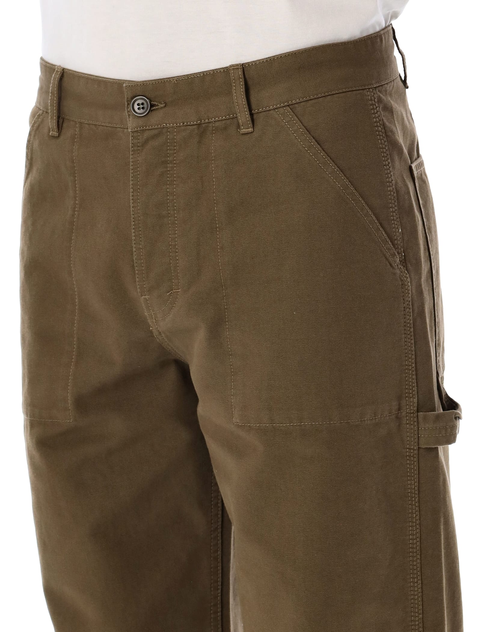 Ymc You Must Create Panta Brown Relaxed-fit Carpenter Pants In Olive