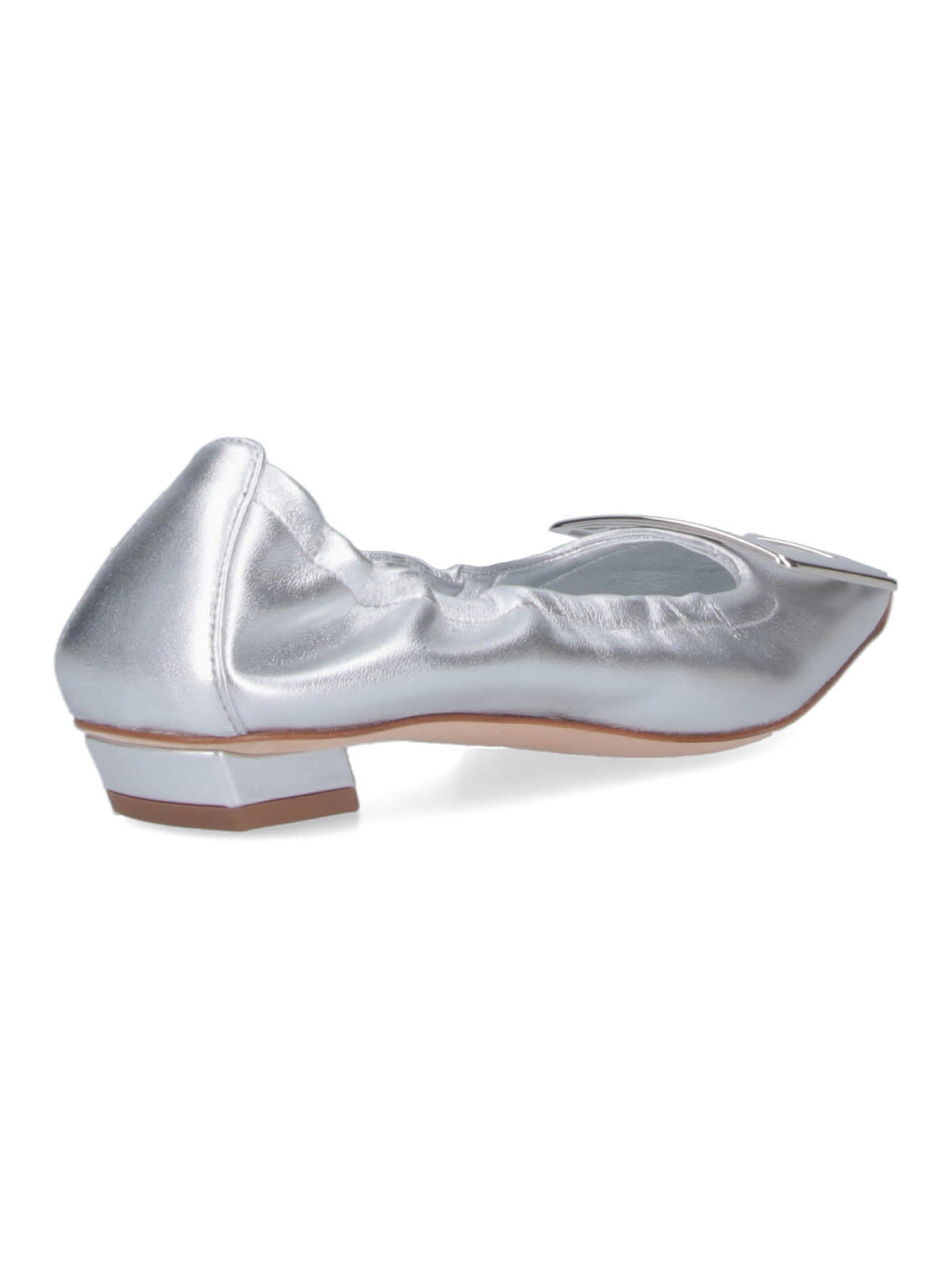 Roger Vivier 'belle Viviere' Heeled Ballet Flats In Silver